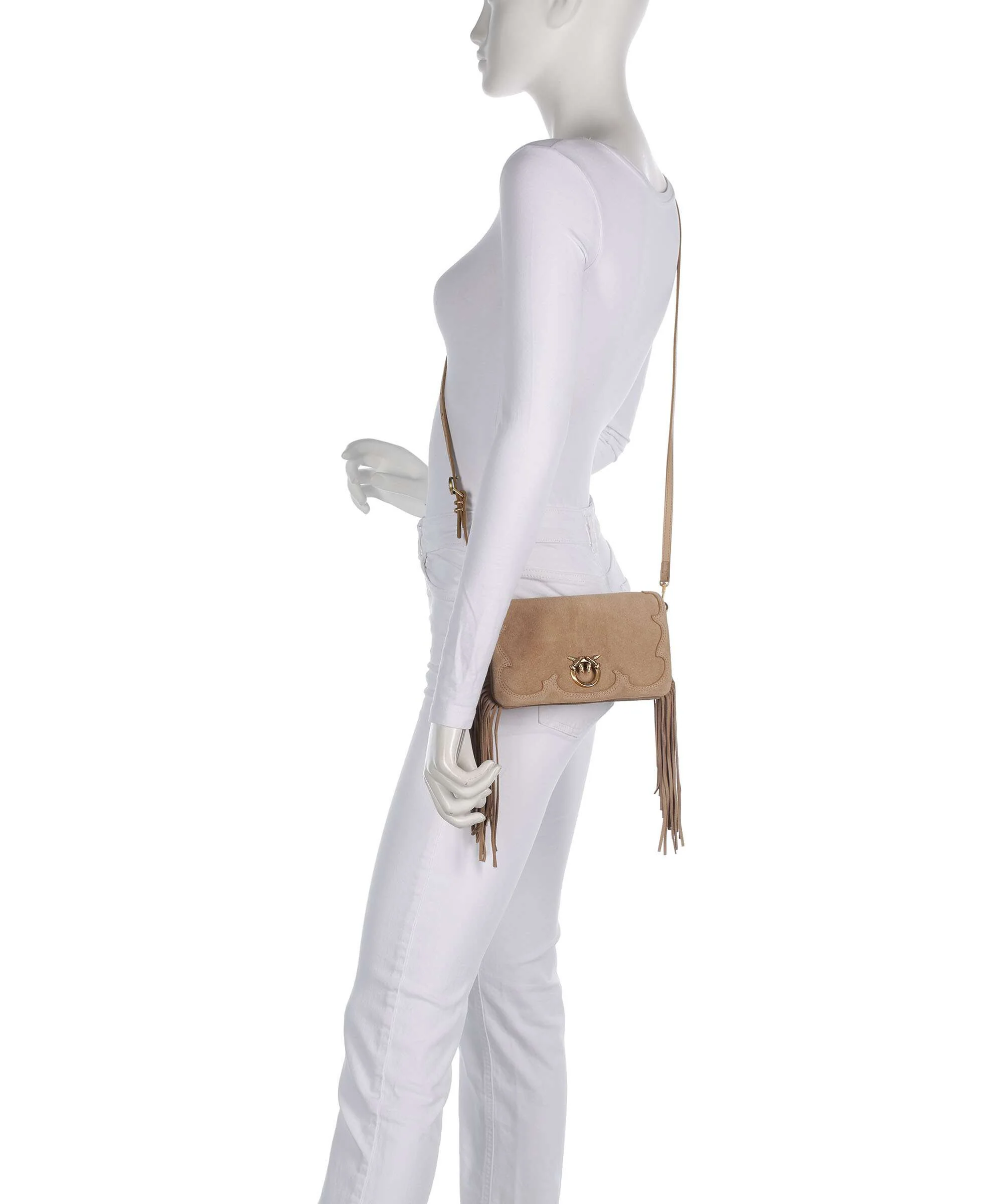Pinko Love Click Soft Horizontal Mini Crossbody tas beige/scoiattolo/antique gold - Image 3