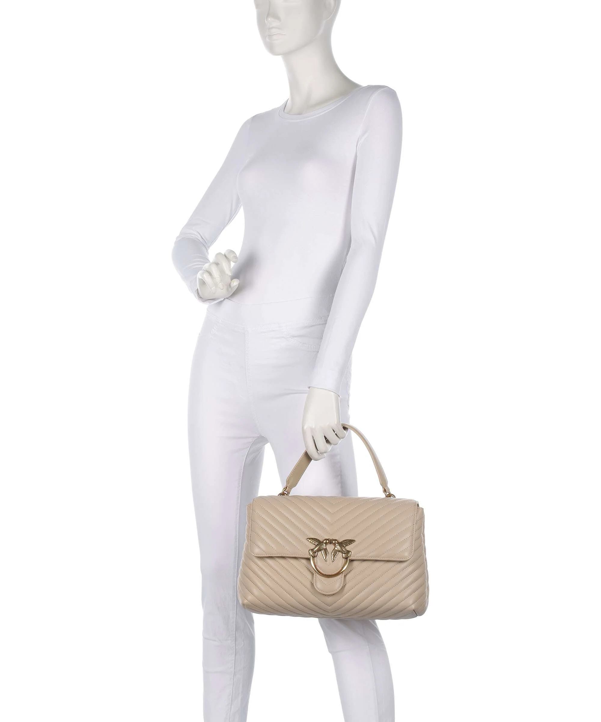Pinko Love Lady Puff Big Handtas beige/grigio fumo/antique gold - Image 3