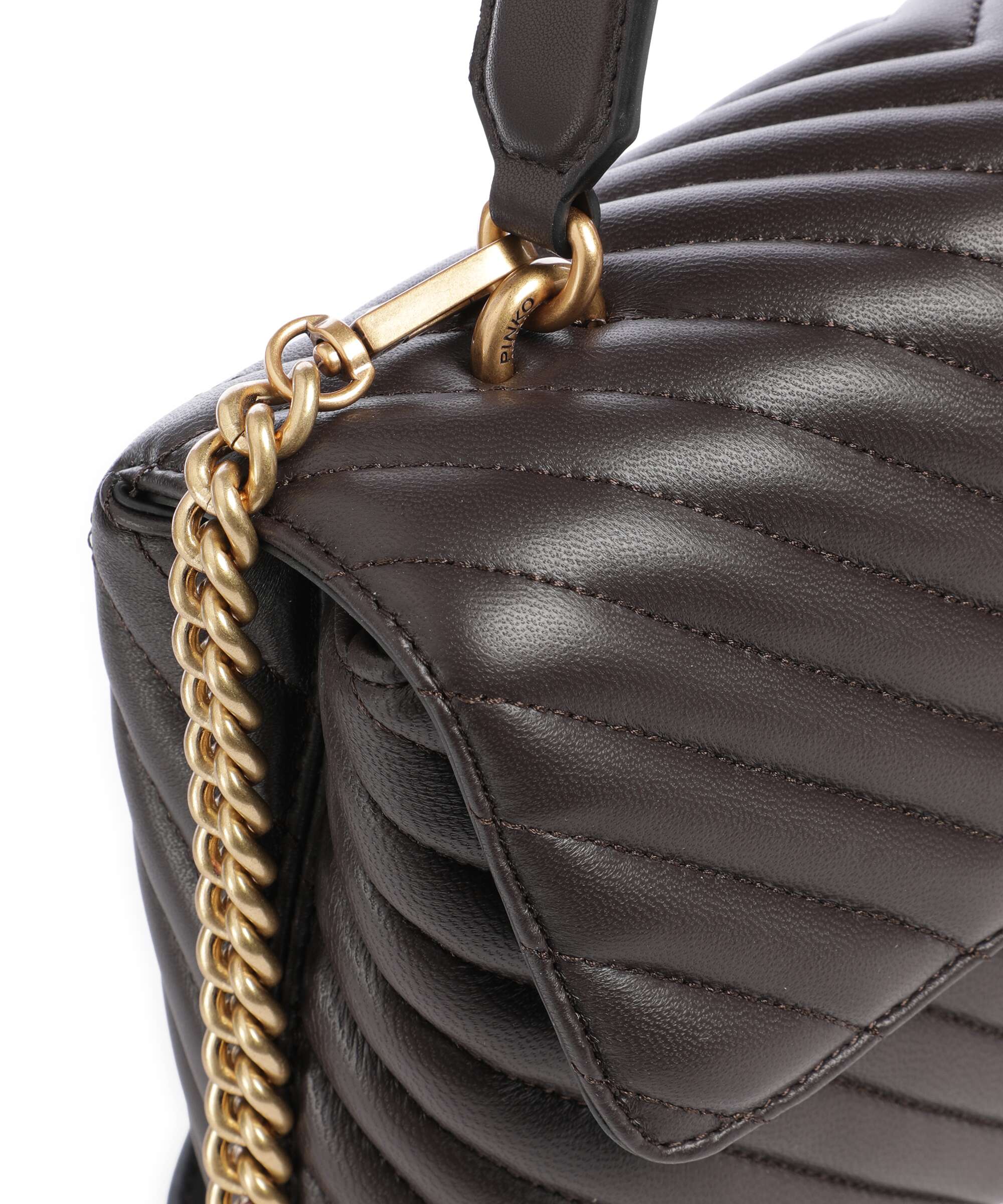Pinko Love Lady Puff Classic Handtas marrone marasca/antique gold - Image 4