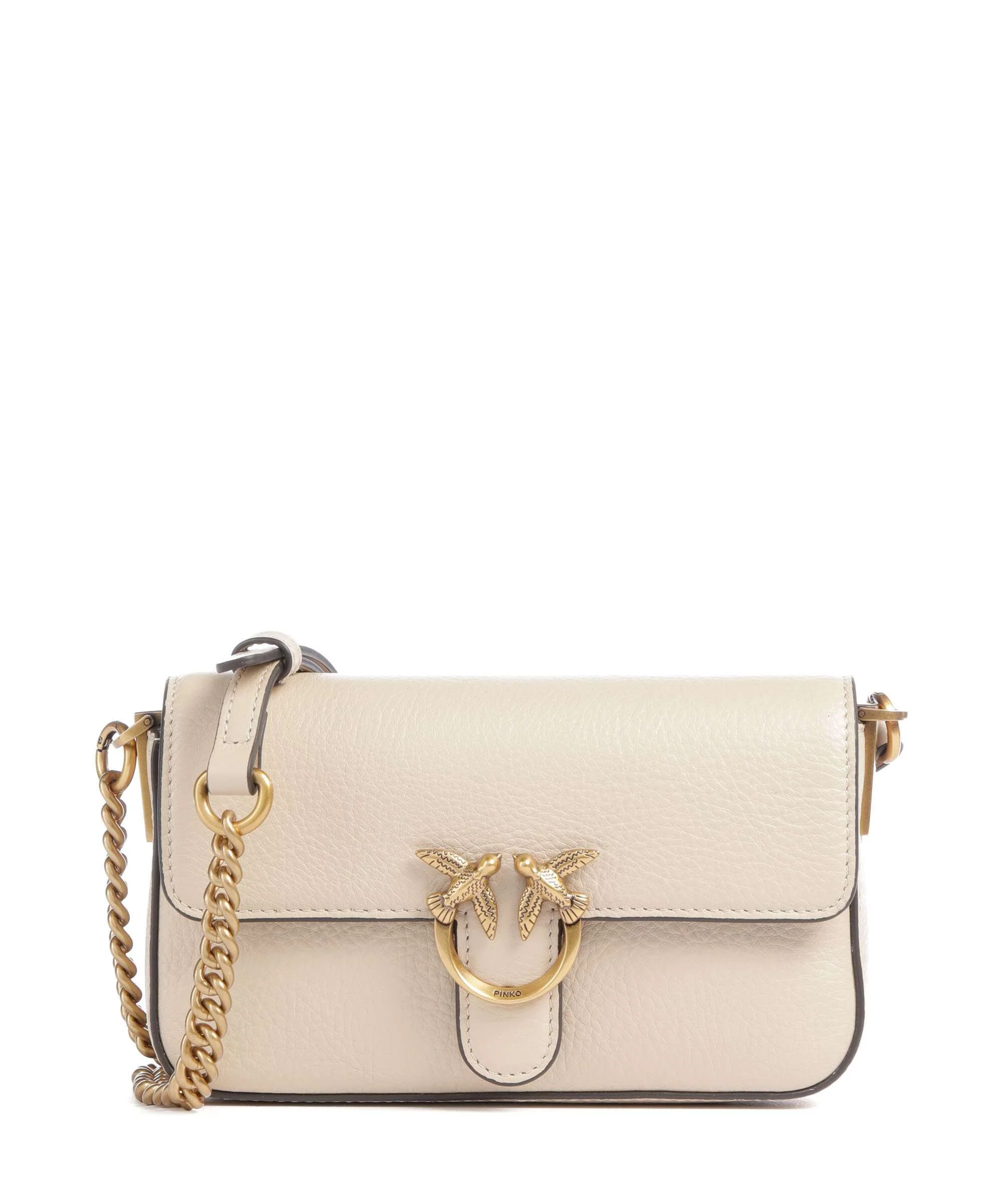 Pinko Love One Baby Slouchy Crossbody tas beige/grigio fumo/antique gold