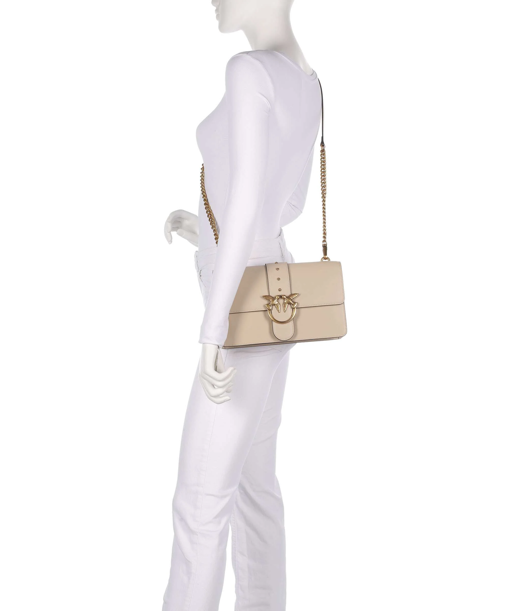 Pinko Love One Classic Crossbody tas beige/grigio fumo/antique gold - Image 3