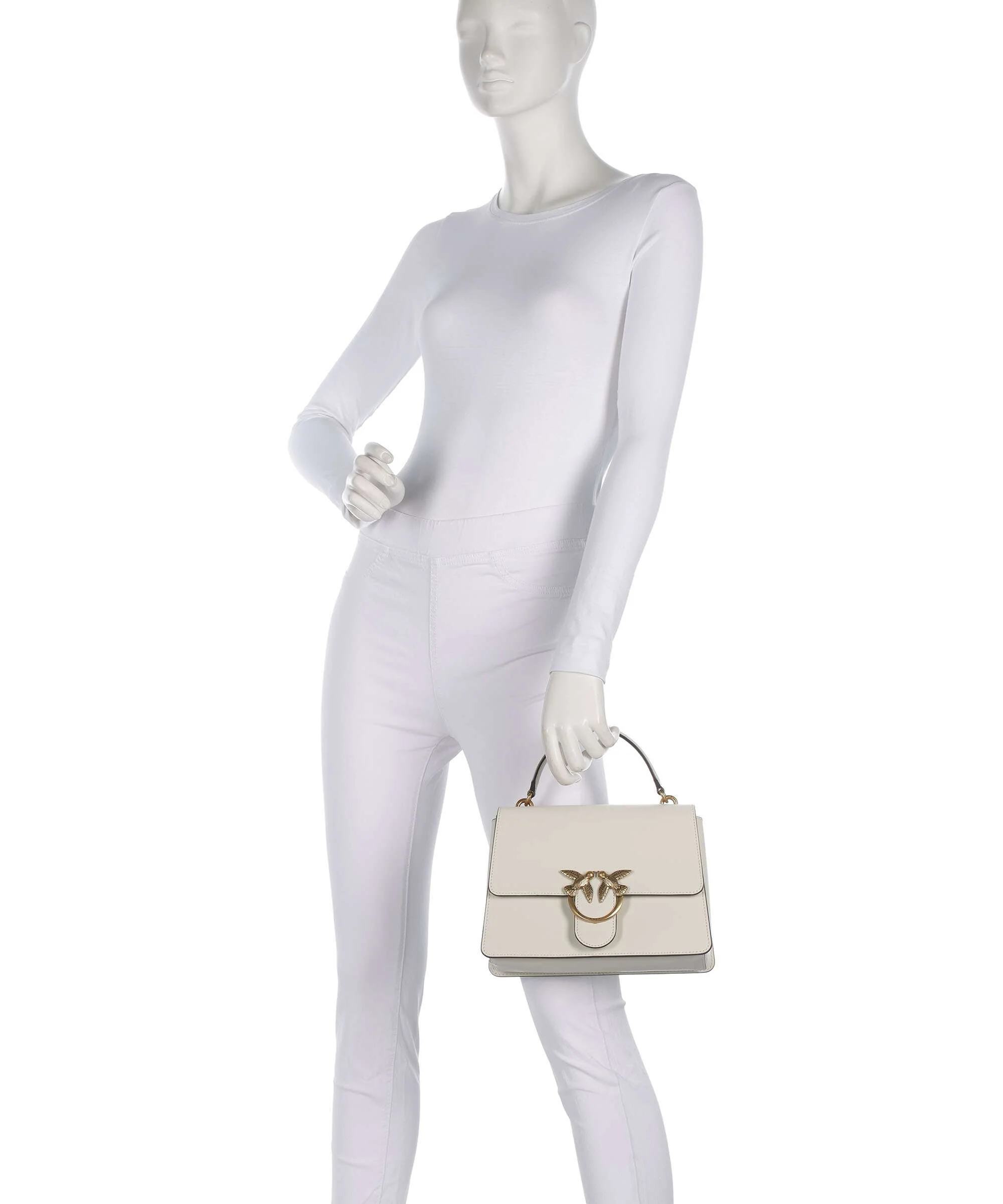 Pinko Love One Classic Handtas bianco seta/antique gold - Image 3