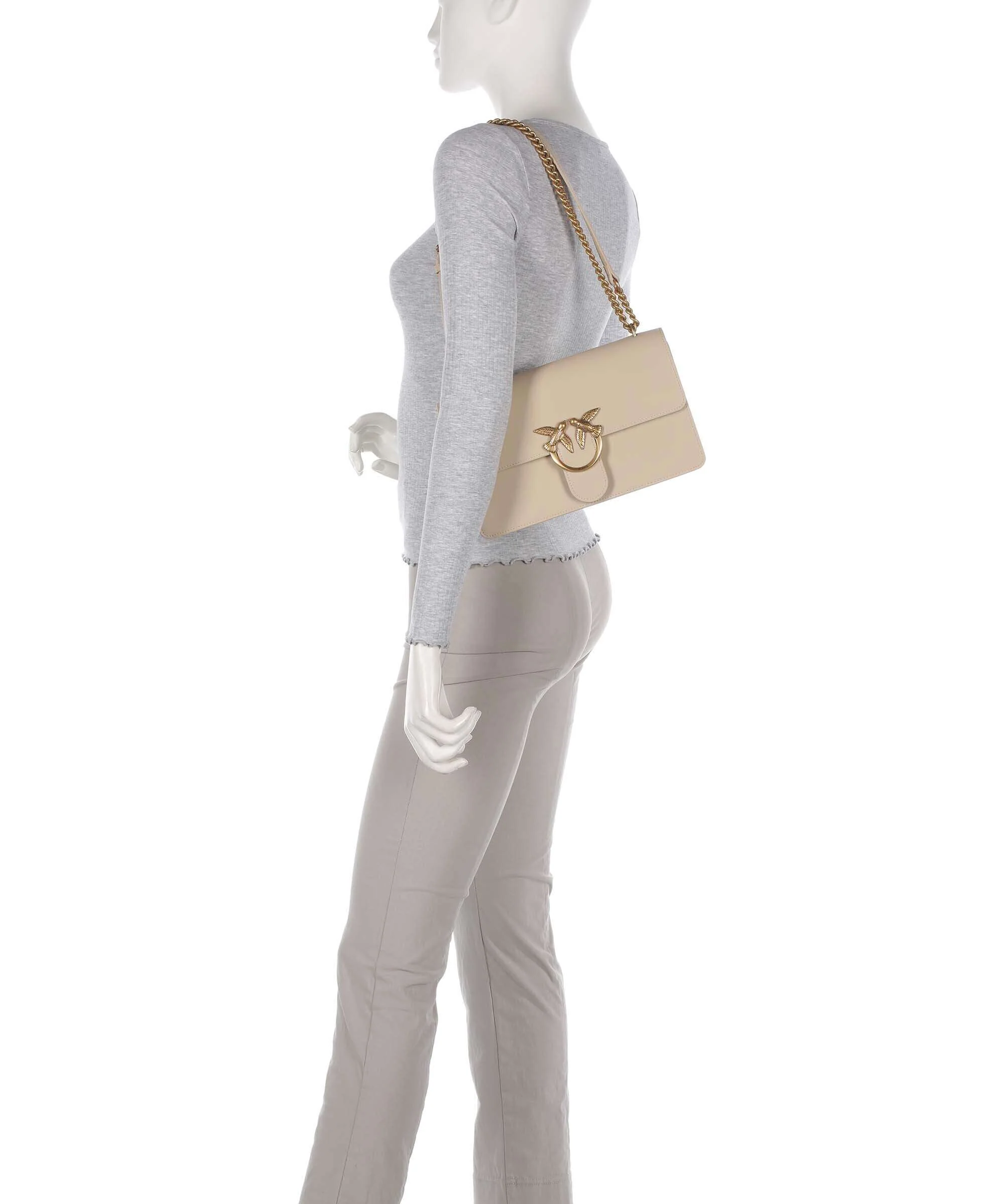 Pinko Love One Classic Schoudertas beige/grigio fumo/antique gold - Image 4