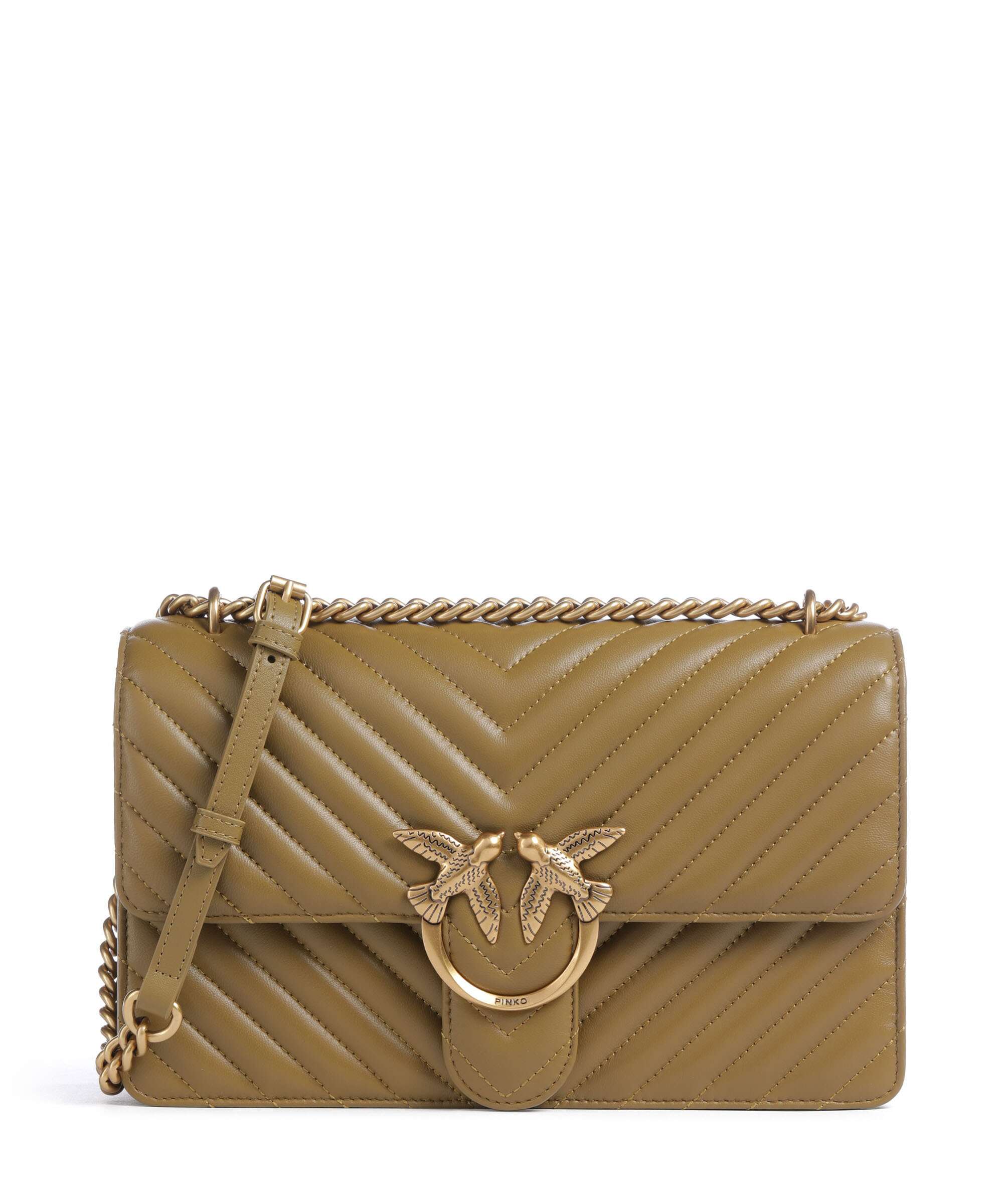 Pinko Love One Classic Schoudertas verde canguro/antique gold