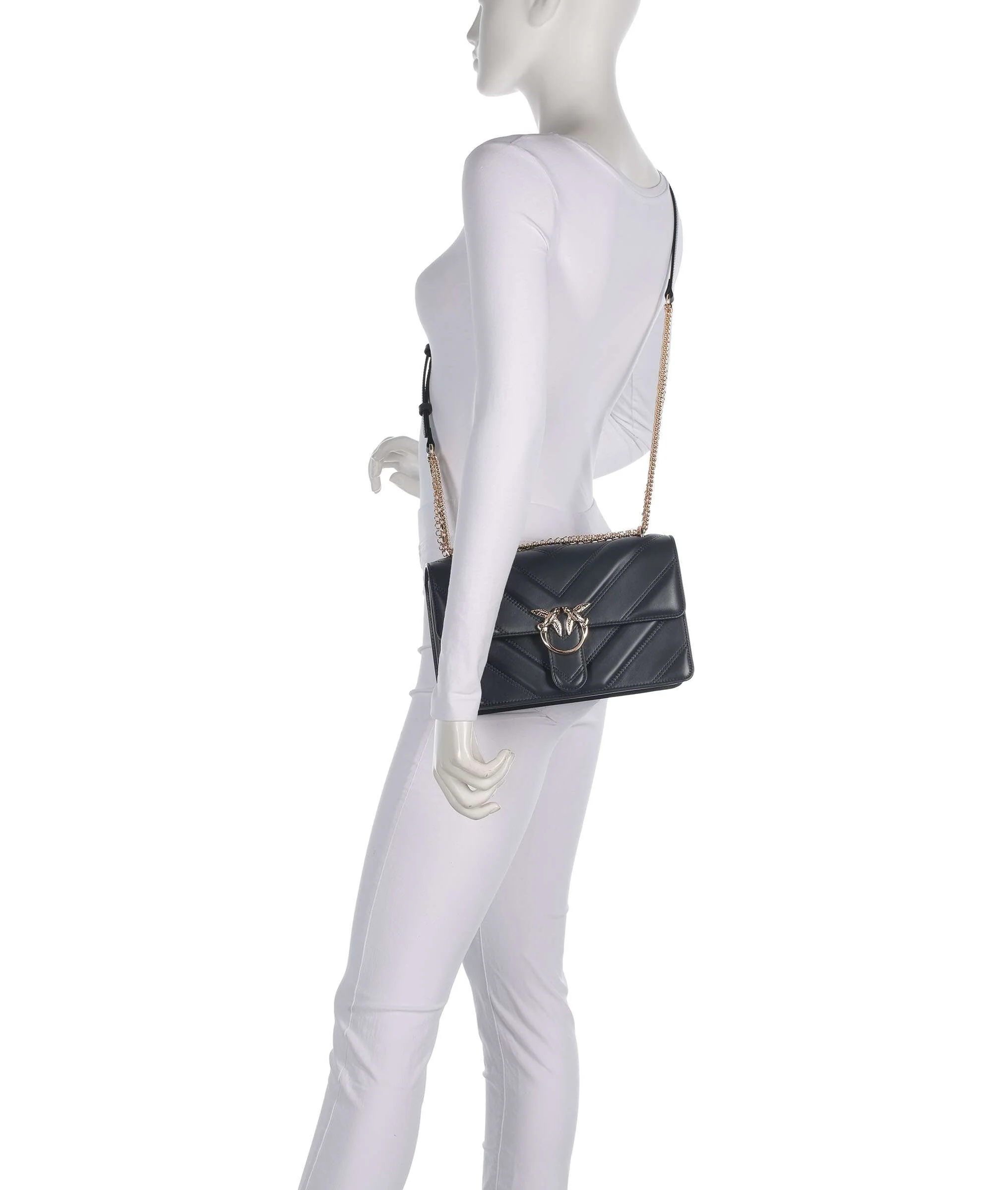 Pinko Love One Classic Schoudertas grigio asfalto/oro mordore - Image 3