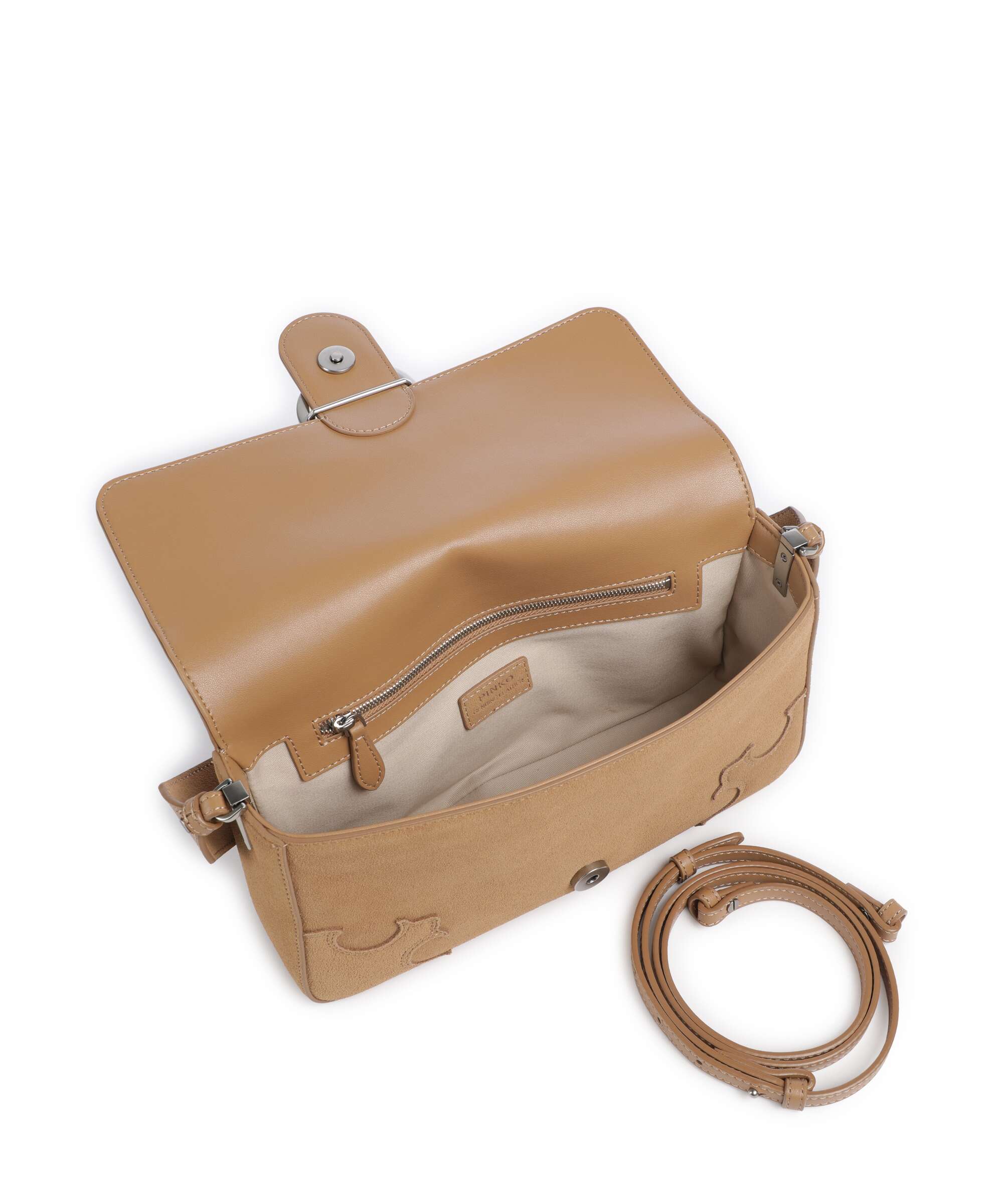 Pinko Love One Classic Slouchy Schoudertas beige/scoiattolo/old silver - Image 5