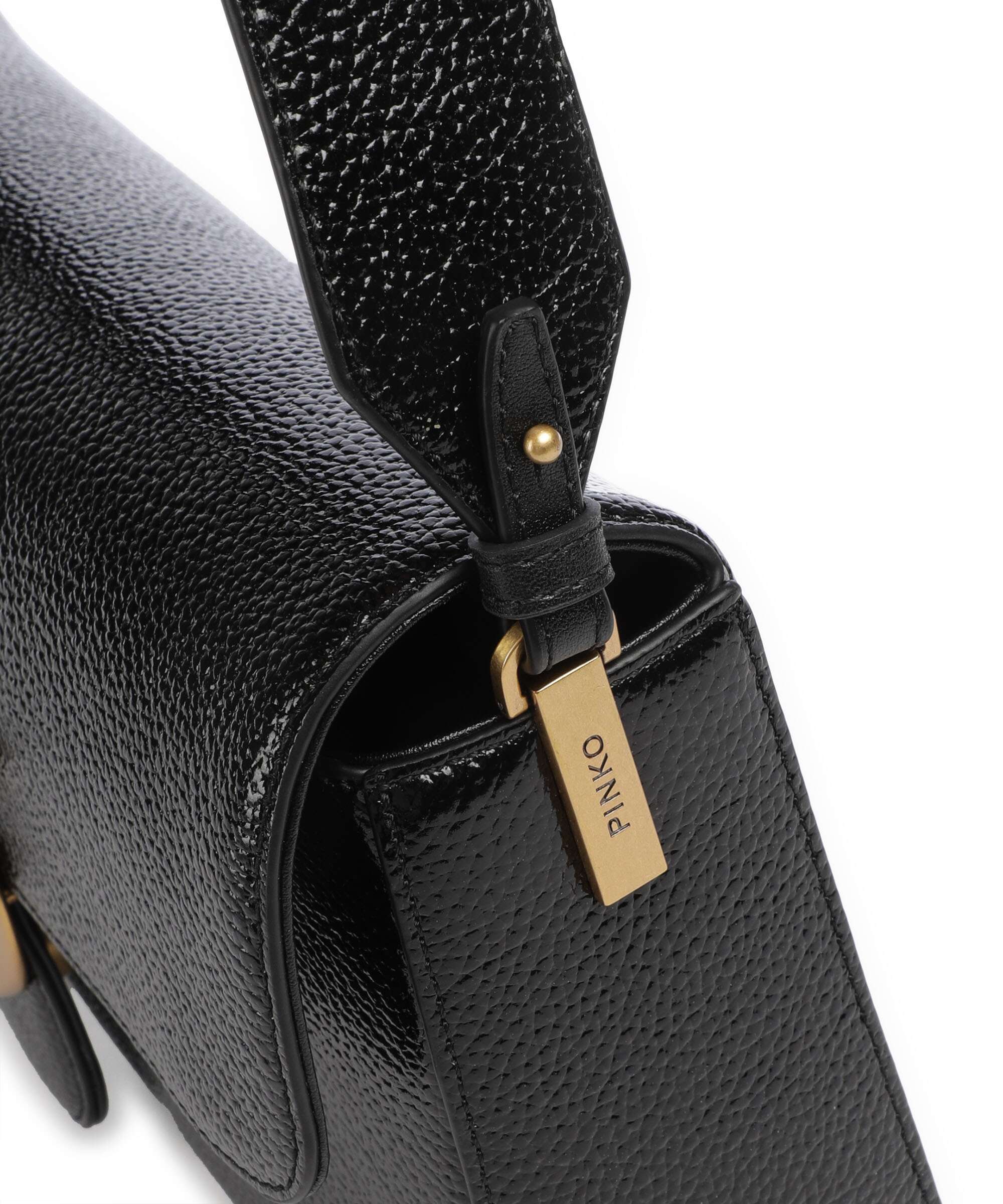Pinko Love One Classic Slouchy Schoudertas nero/antique gold - Image 5