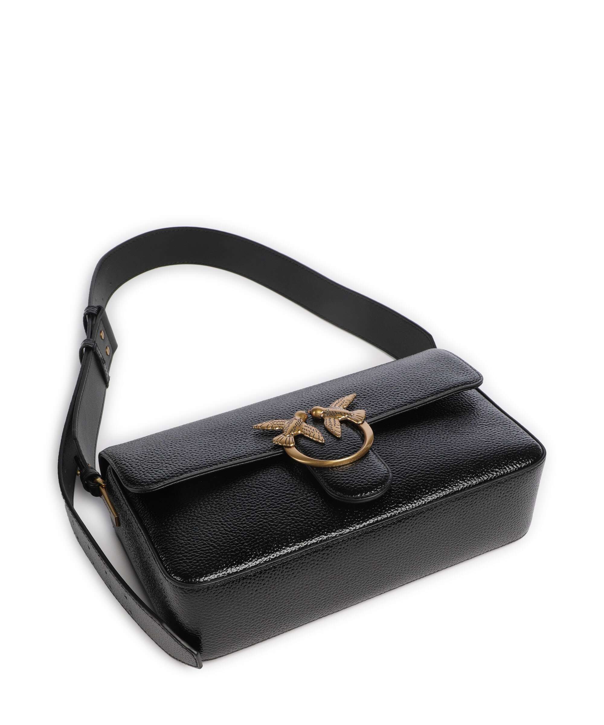 Pinko Love One Classic Slouchy Schoudertas nero/antique gold - Image 6
