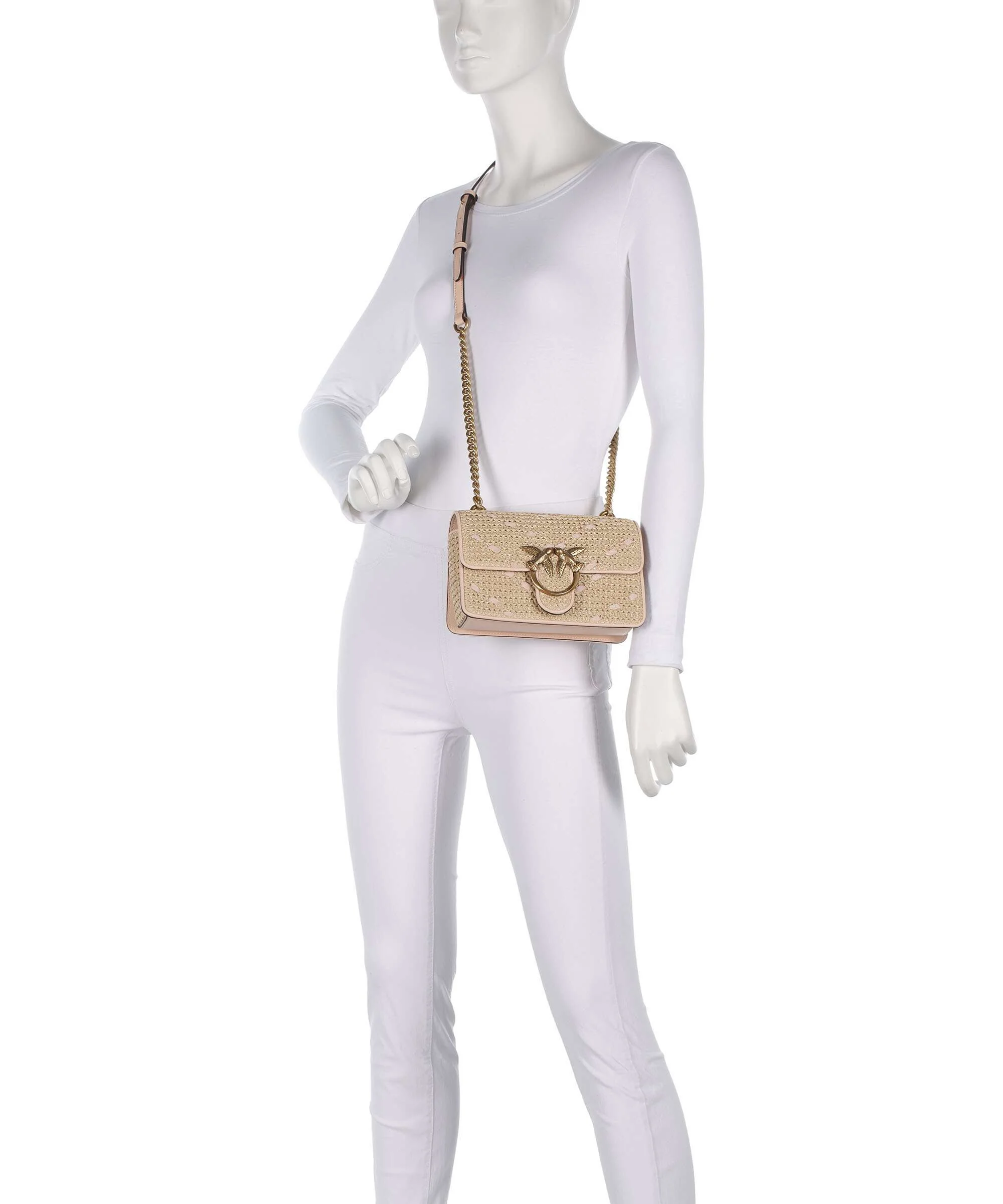 Pinko Love One Mini Crossbody tas paglia/rosa/antique gold - Image 3