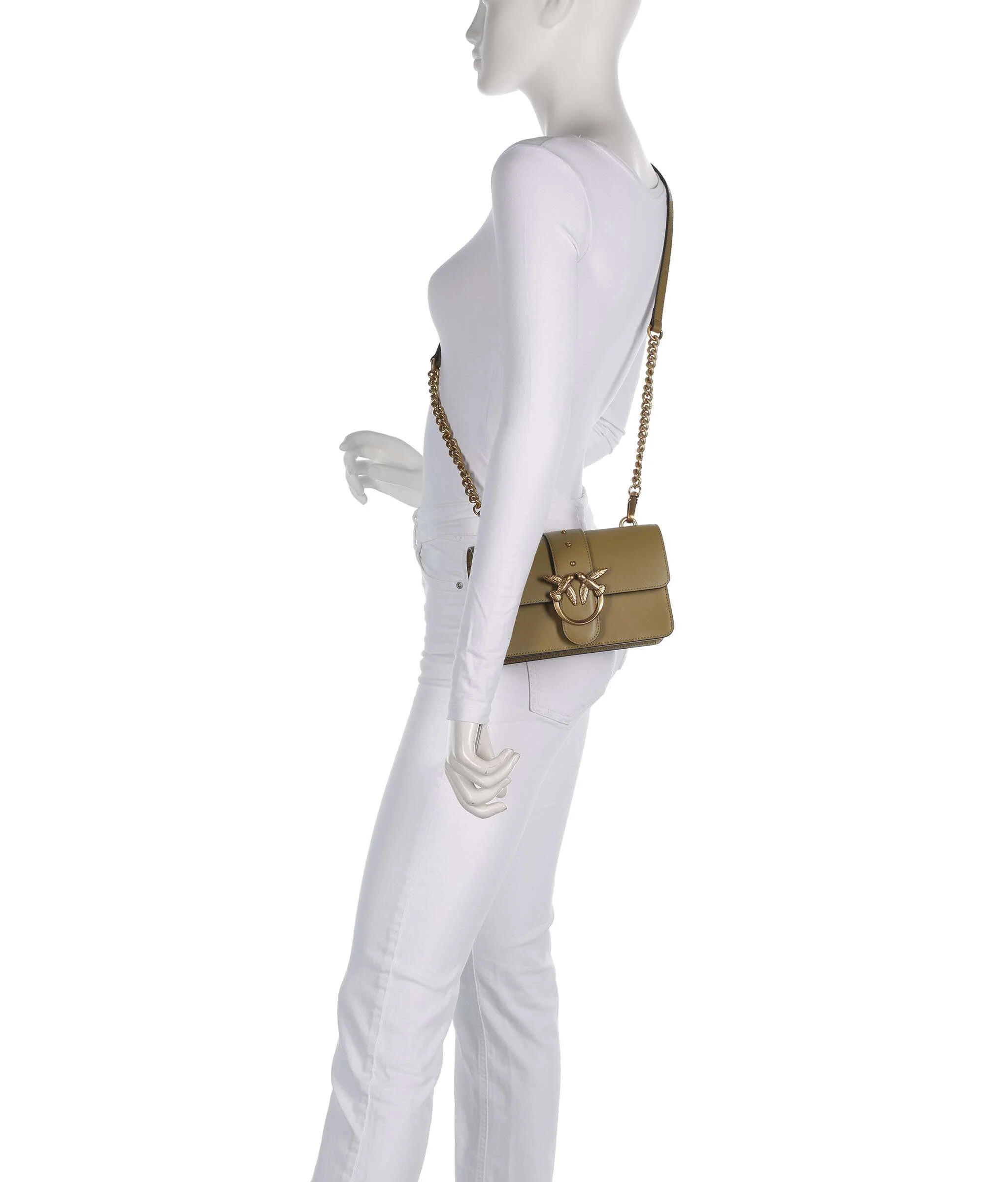 Pinko Love One Mini Crossbody tas verde canguro/antique gold - Image 3