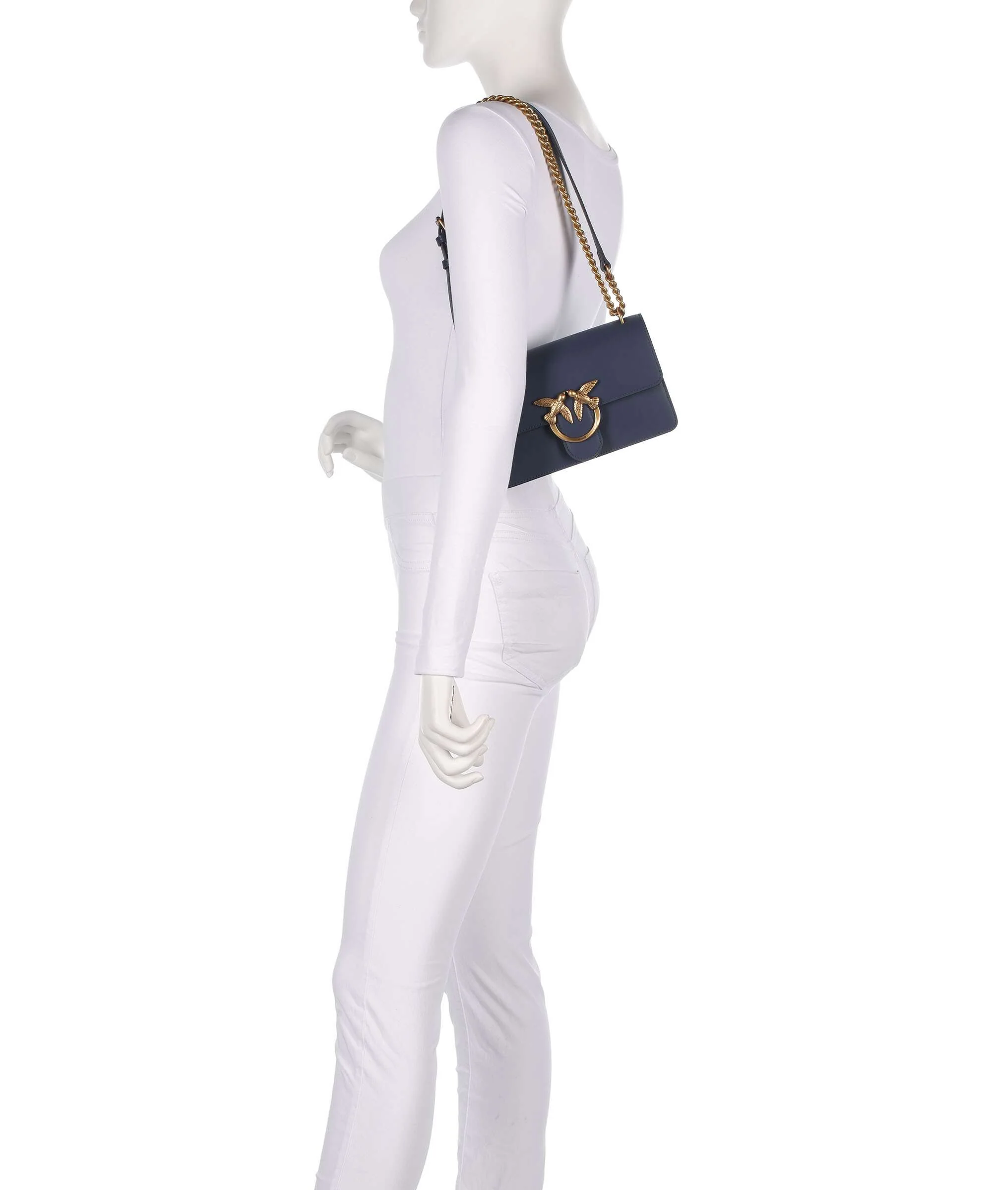 Pinko Love One Mini Schoudertas blu indaco ombroso/antique gold - Image 3