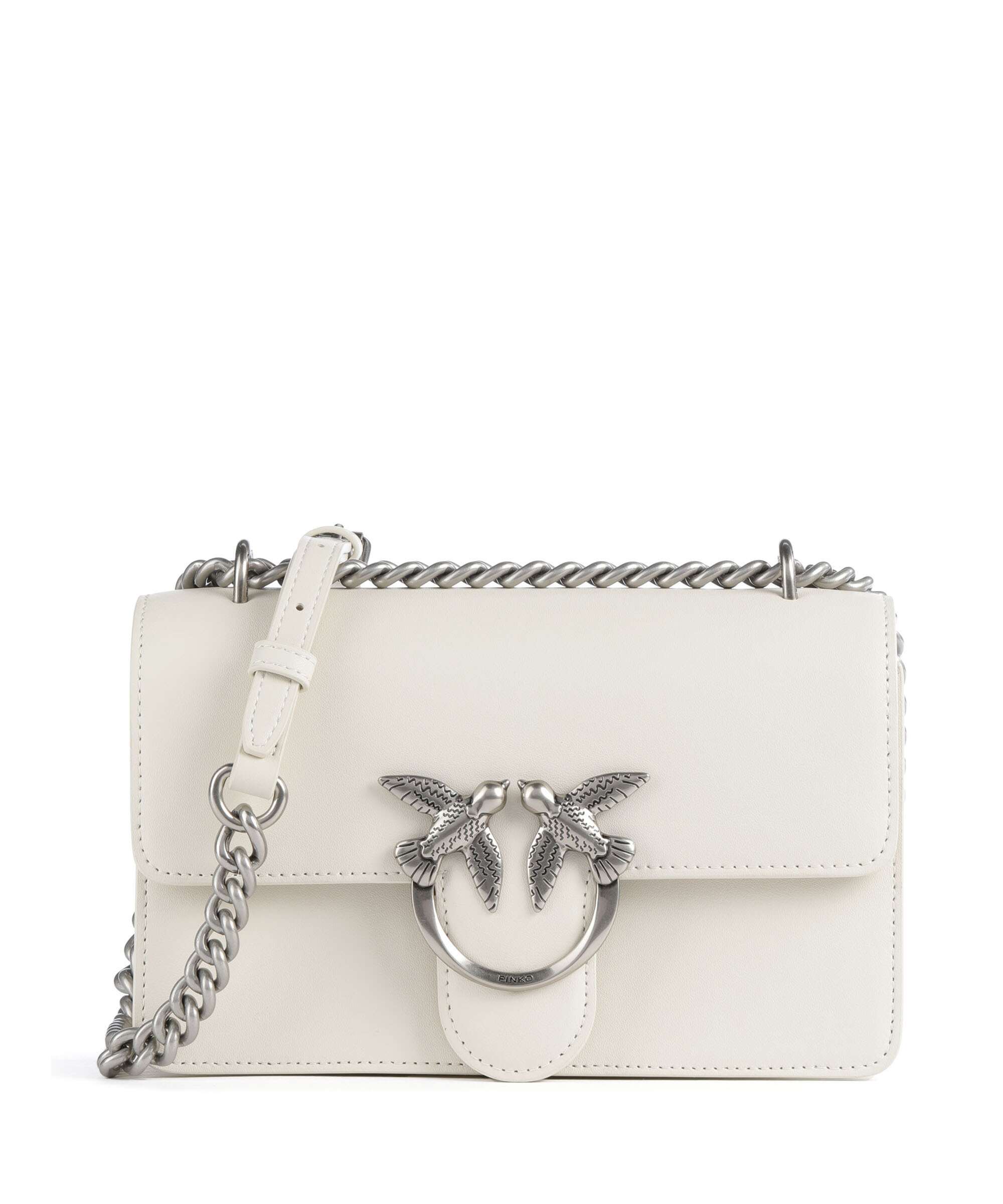 Pinko Love One Mini Schoudertas bianco seta/old silver