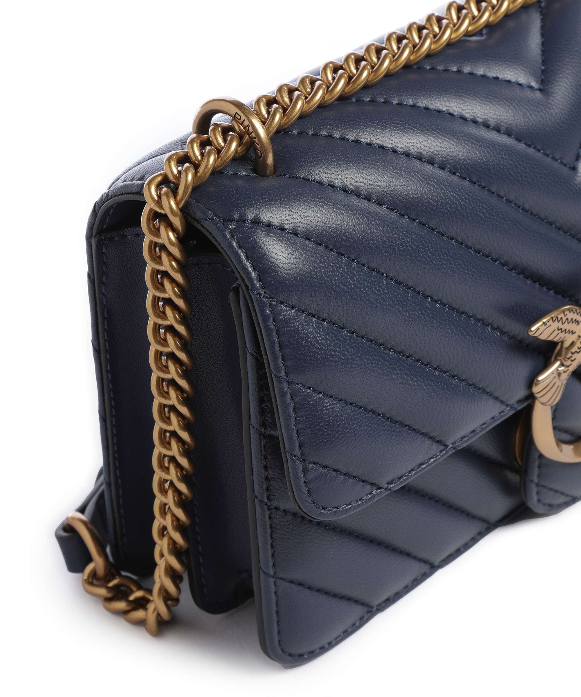 Pinko Love One Mini Schoudertas blu indaco ombroso/antique gold - Image 5
