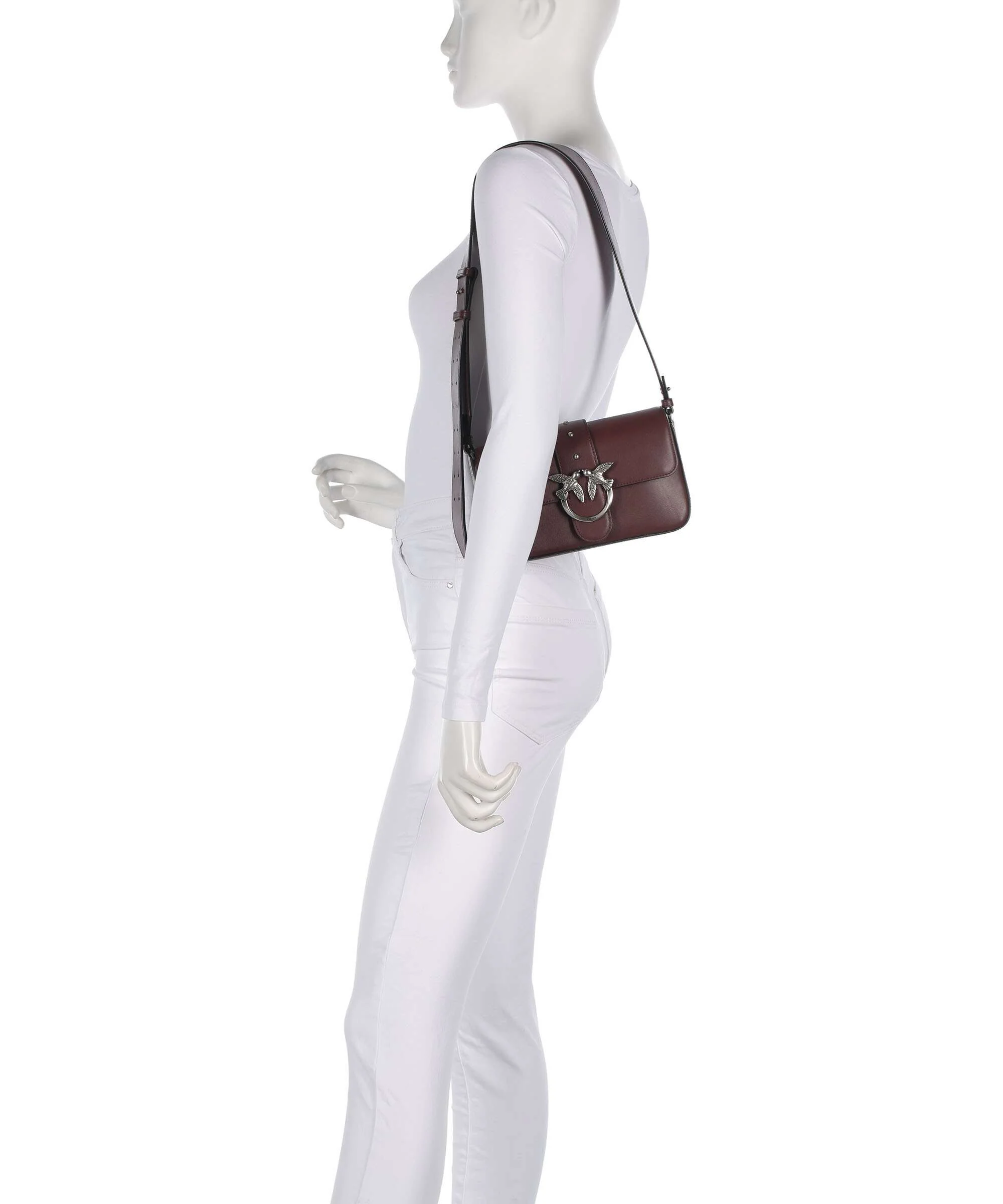 Pinko Love One Mini Slouchy Schoudertas burgundy wine/old silver - Image 3