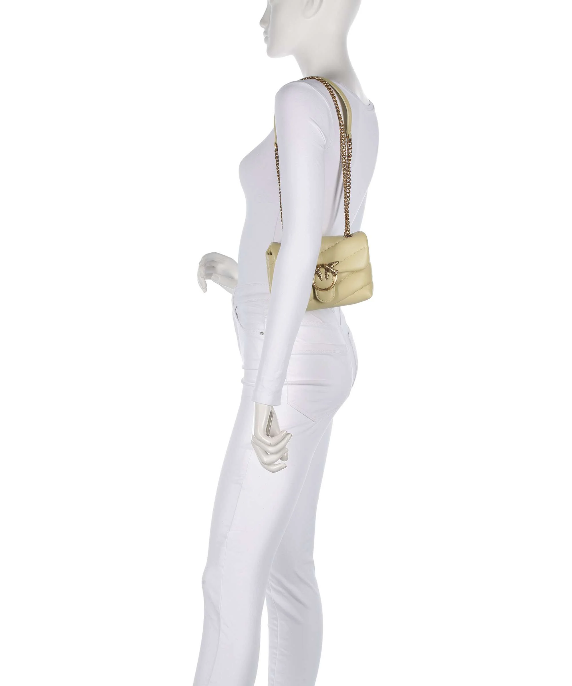 Pinko Love Puff Baby Schoudertas giallo vaniglia/antique gold - Image 3