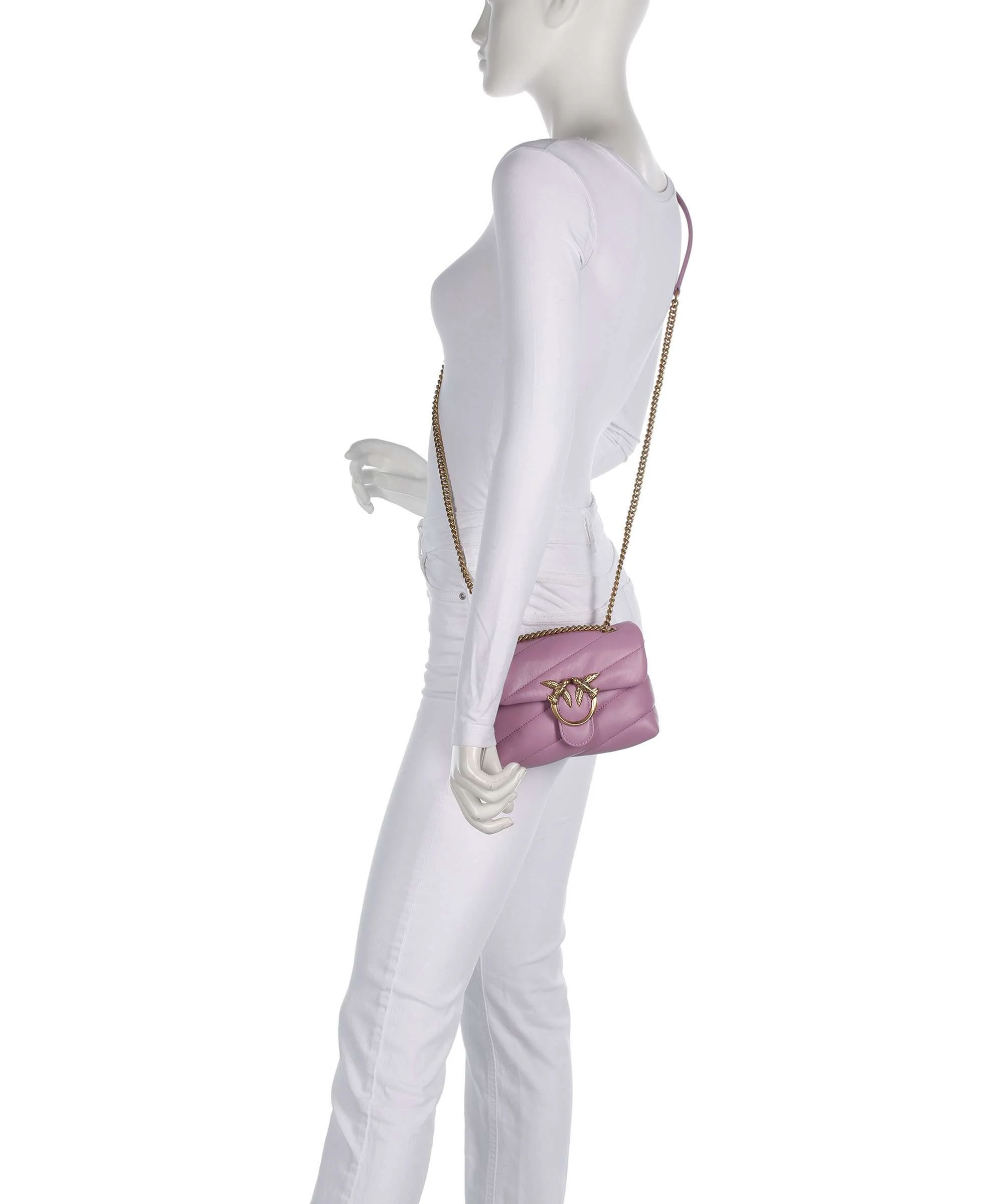 Pinko Love Puff Baby Schoudertas lilla/antique gold - Image 3
