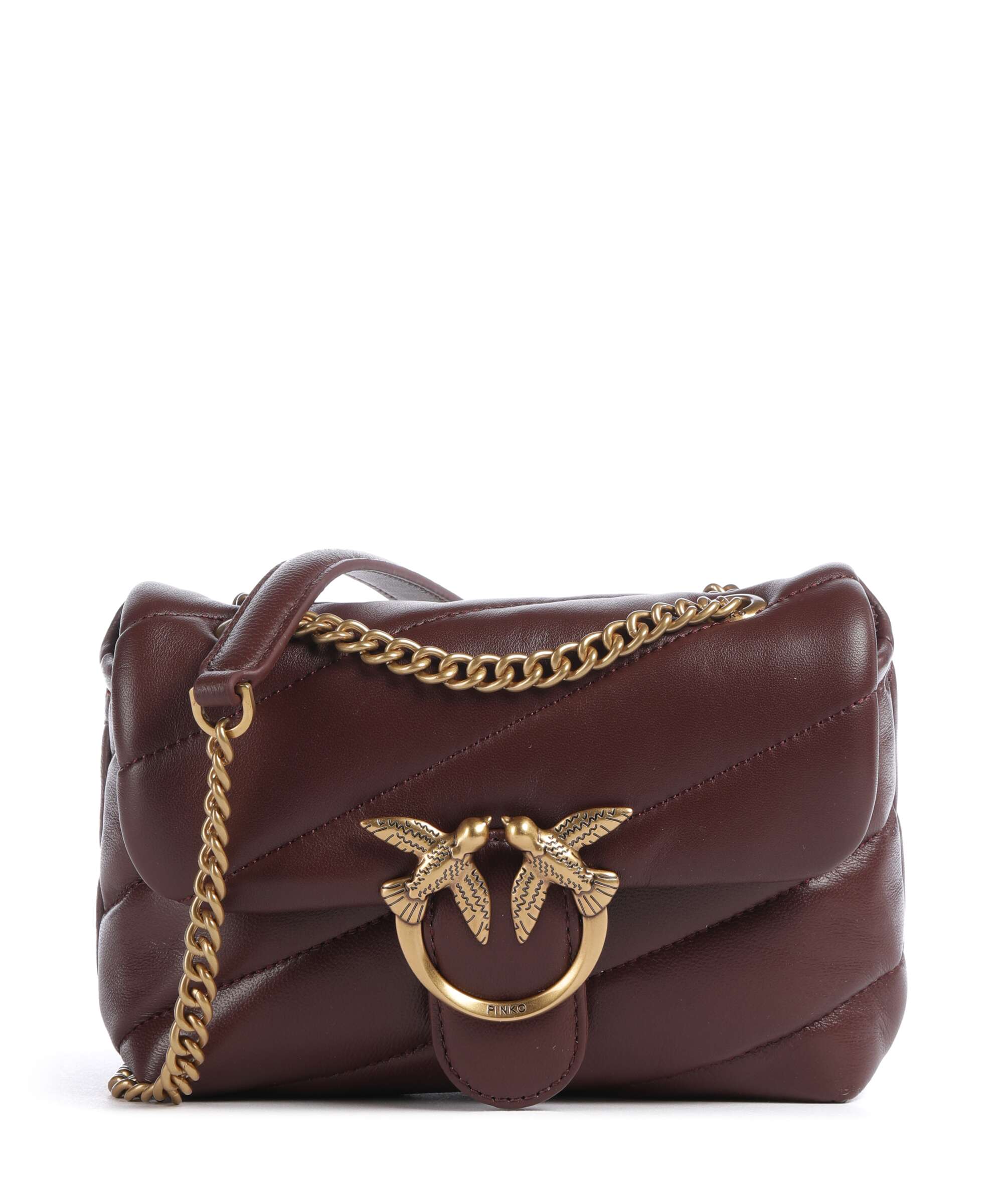 Pinko Love Puff Baby Schoudertas burgundy wine/antique gold