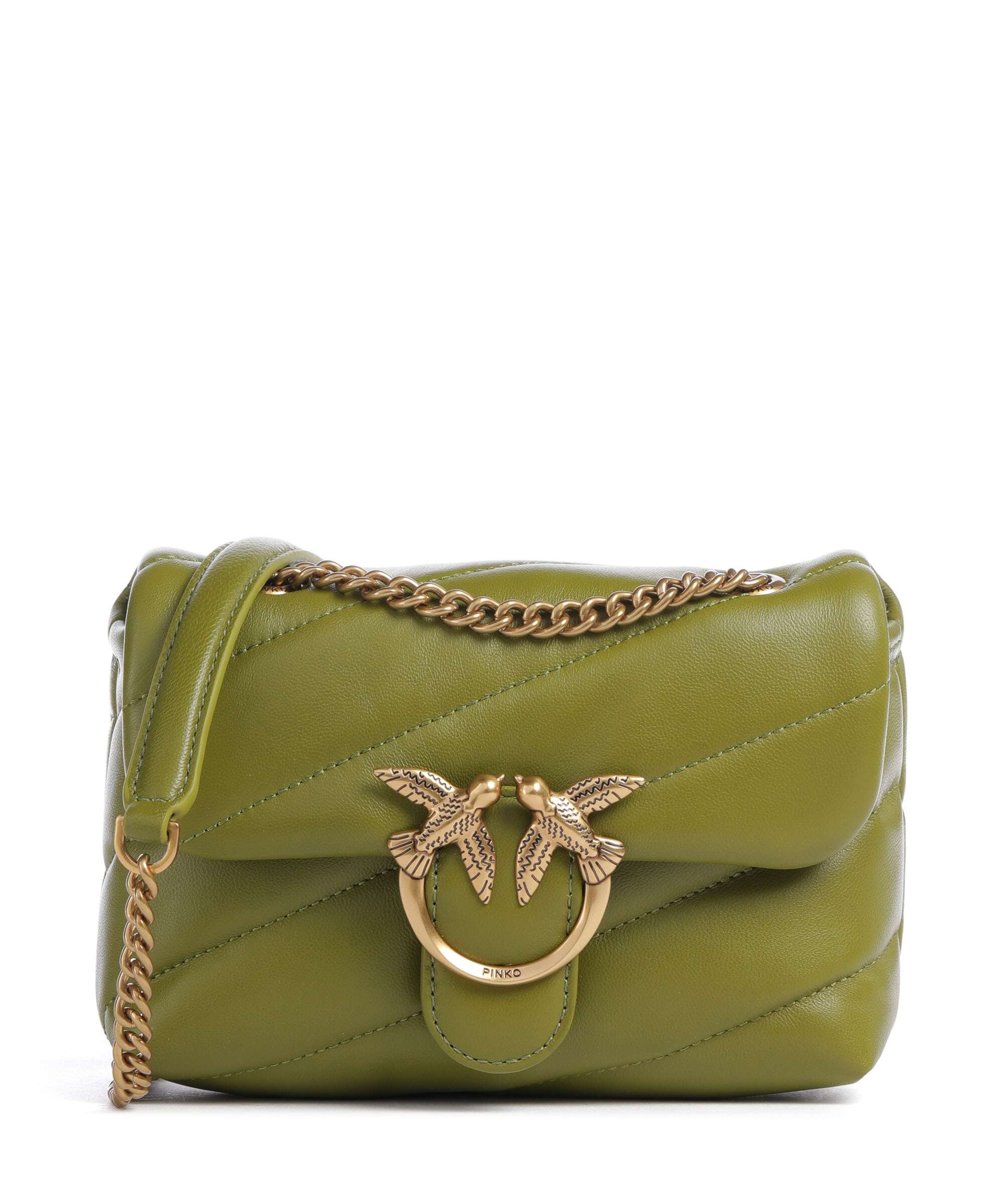 Pinko Love Puff Baby Schoudertas verde erba/antique gold