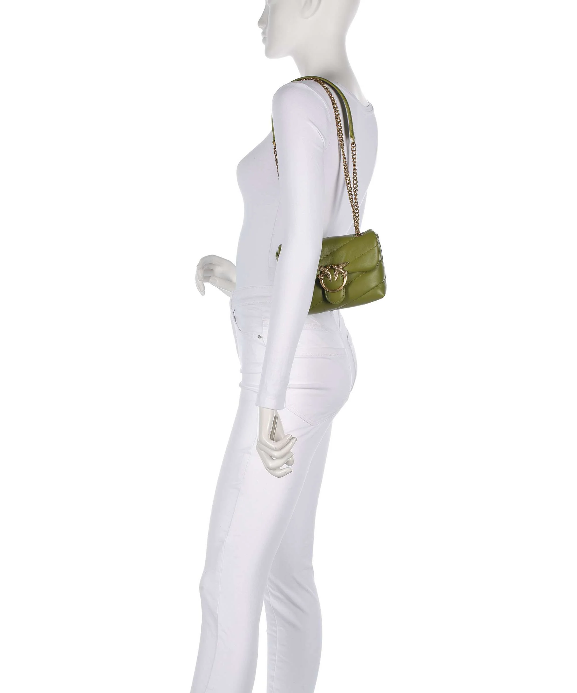 Pinko Love Puff Baby Schoudertas verde erba/antique gold - Image 3