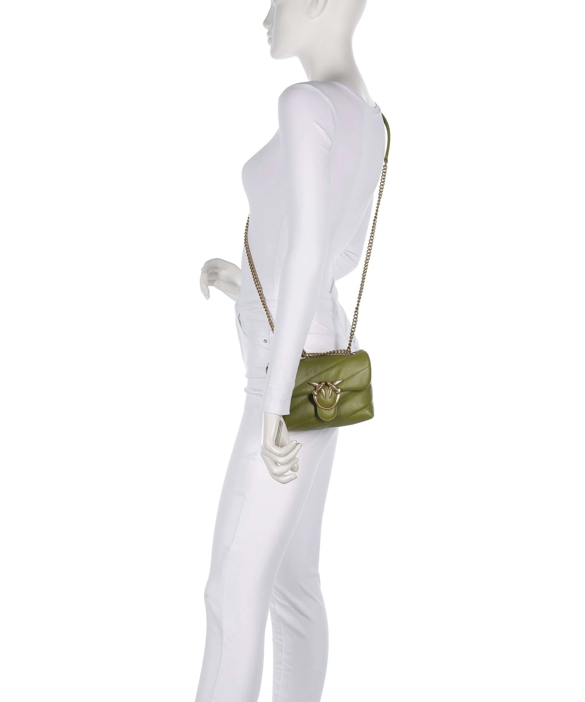 Pinko Love Puff Baby Schoudertas verde erba/antique gold - Image 4