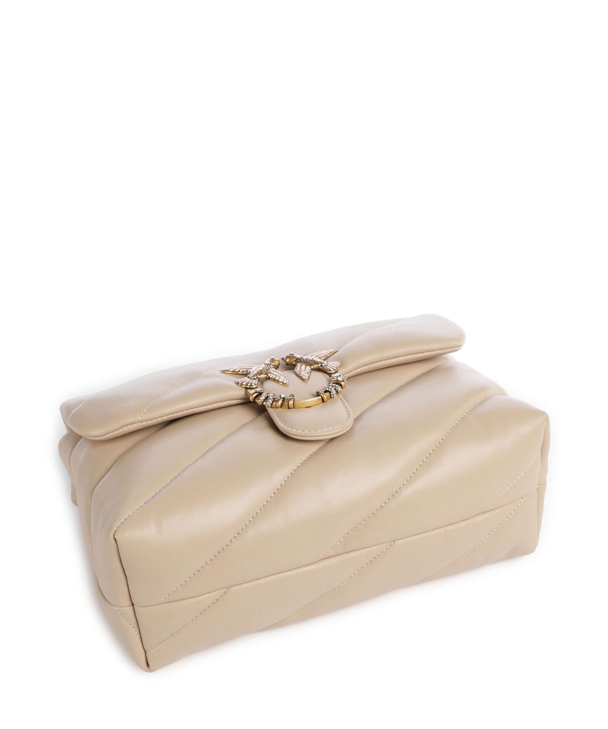 Pinko Love Puff Classic New Buckle Schoudertas beige/grigio fumo/antique gold - Image 5