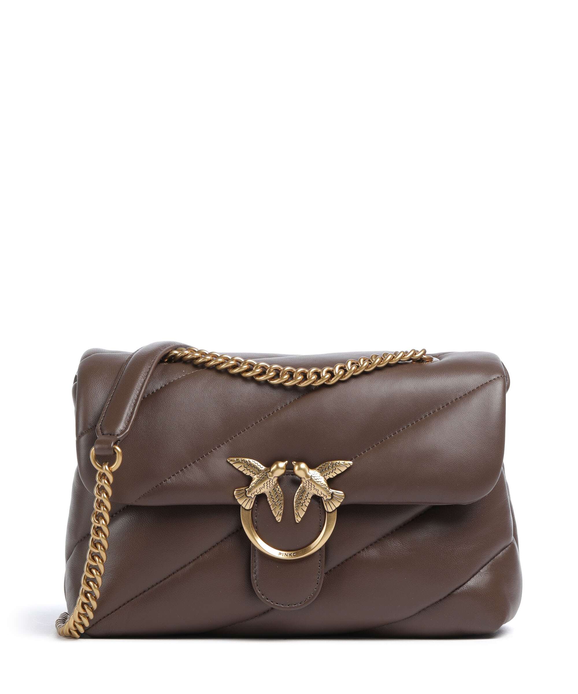 Pinko Love Puff Classic Schoudertas marrone castano/antique gold