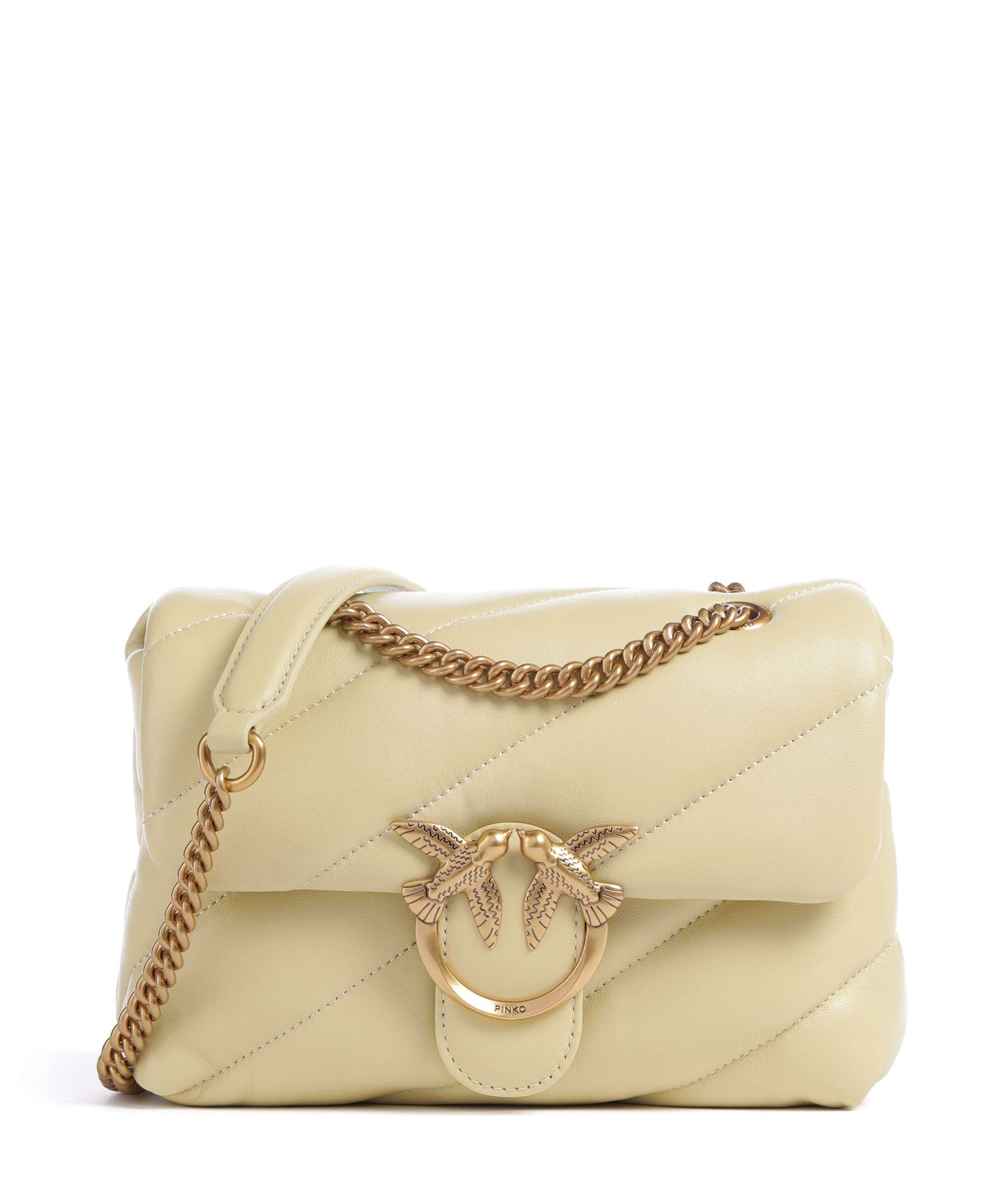 Pinko Love Puff Mini Schoudertas giallo vaniglia/antique gold