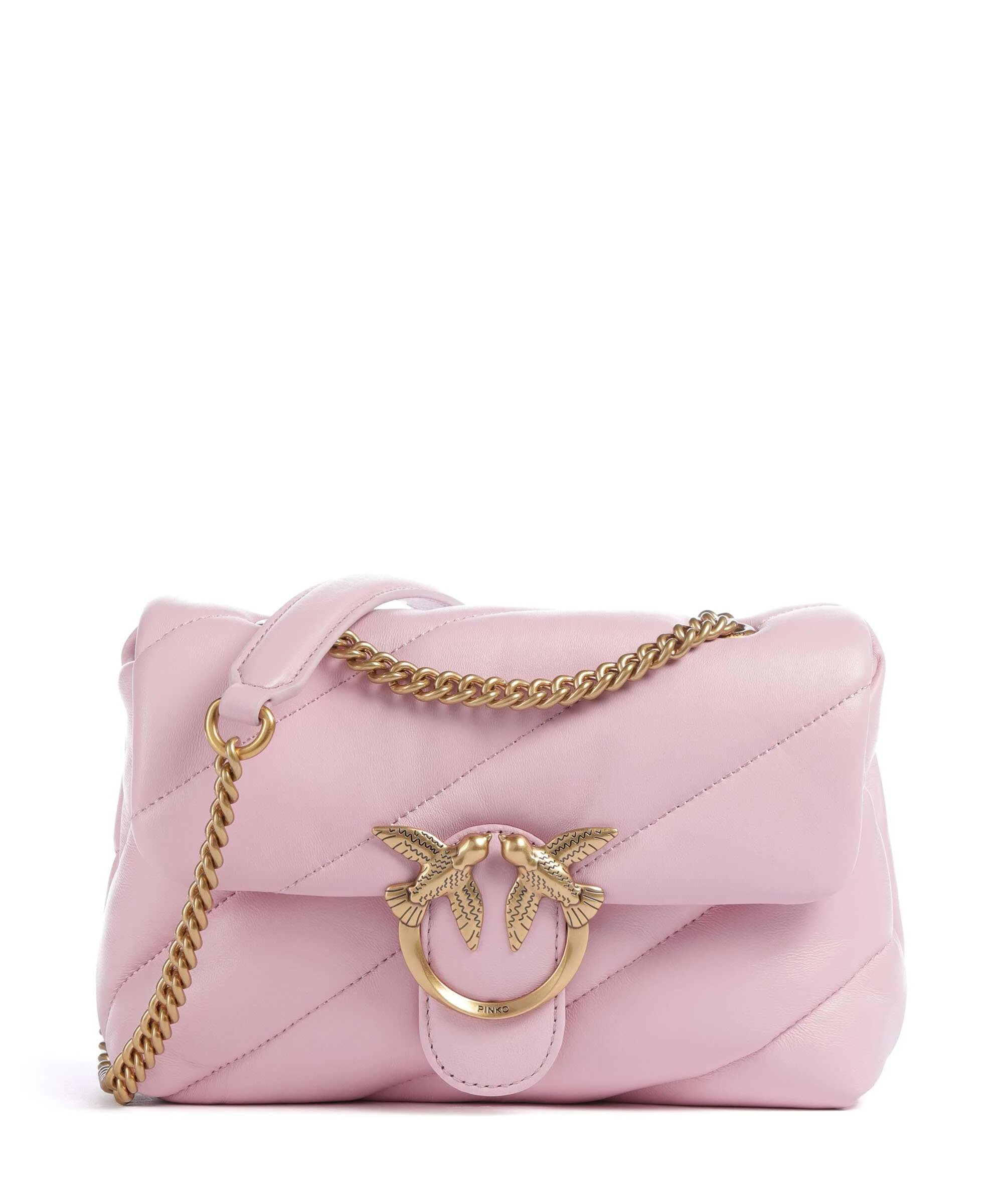 Pinko Love Puff Mini Schoudertas rosa chiaro/antique gold