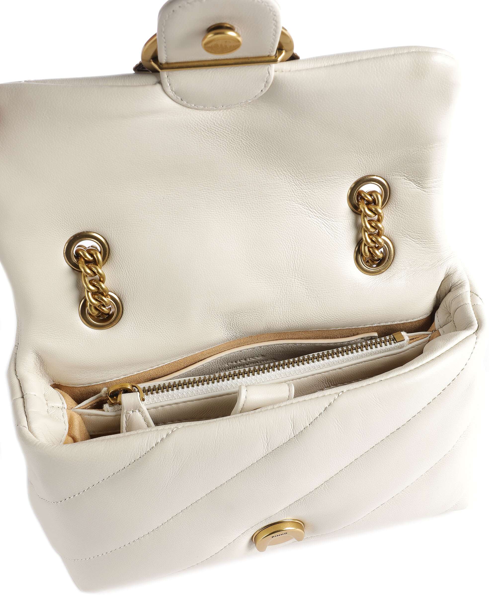 Pinko Love Puff Mini Schoudertas bianco seta/antique gold - Image 4