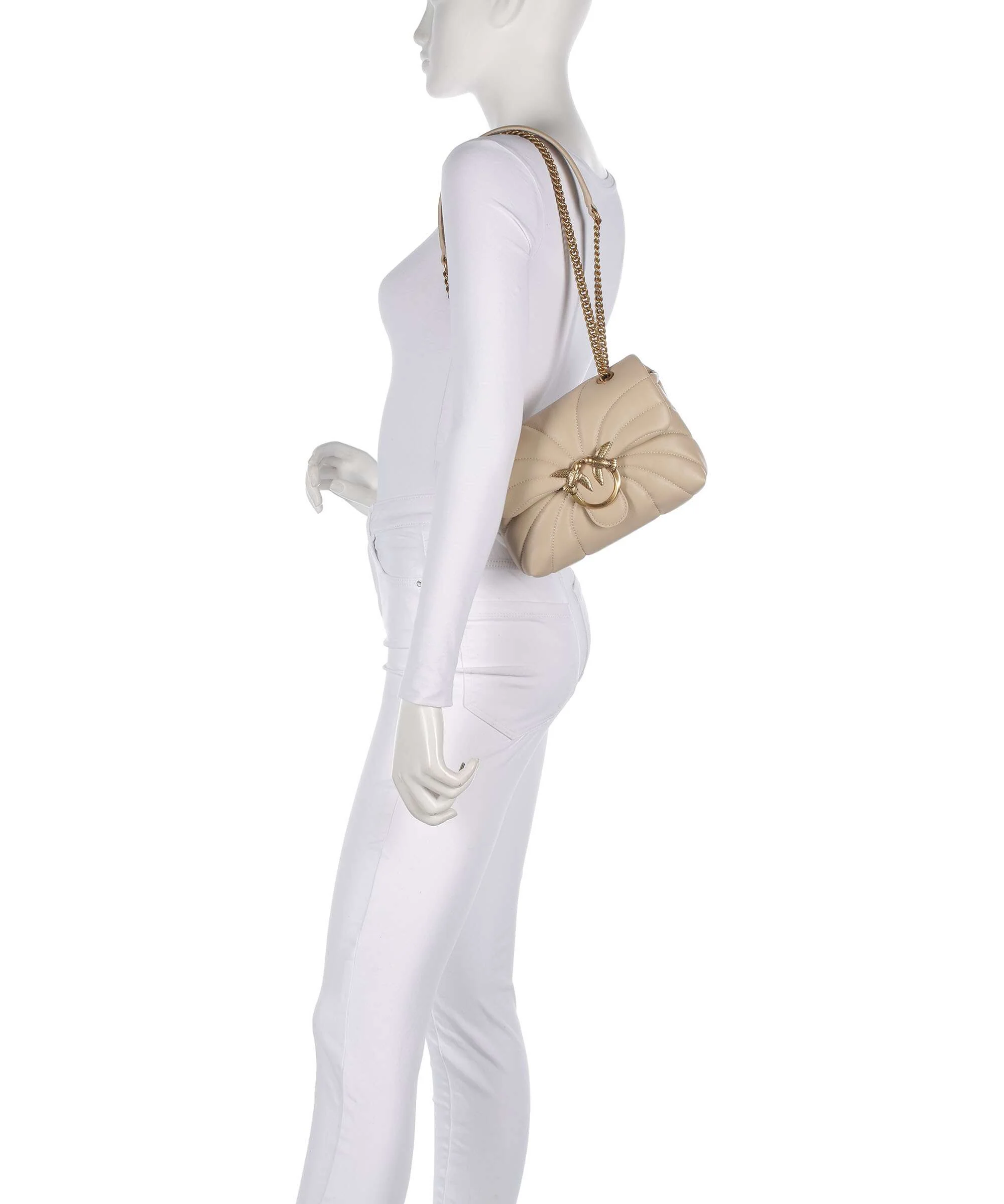 Pinko Love Puff Mini Schoudertas beige/grigio fumo/antique gold - Image 4