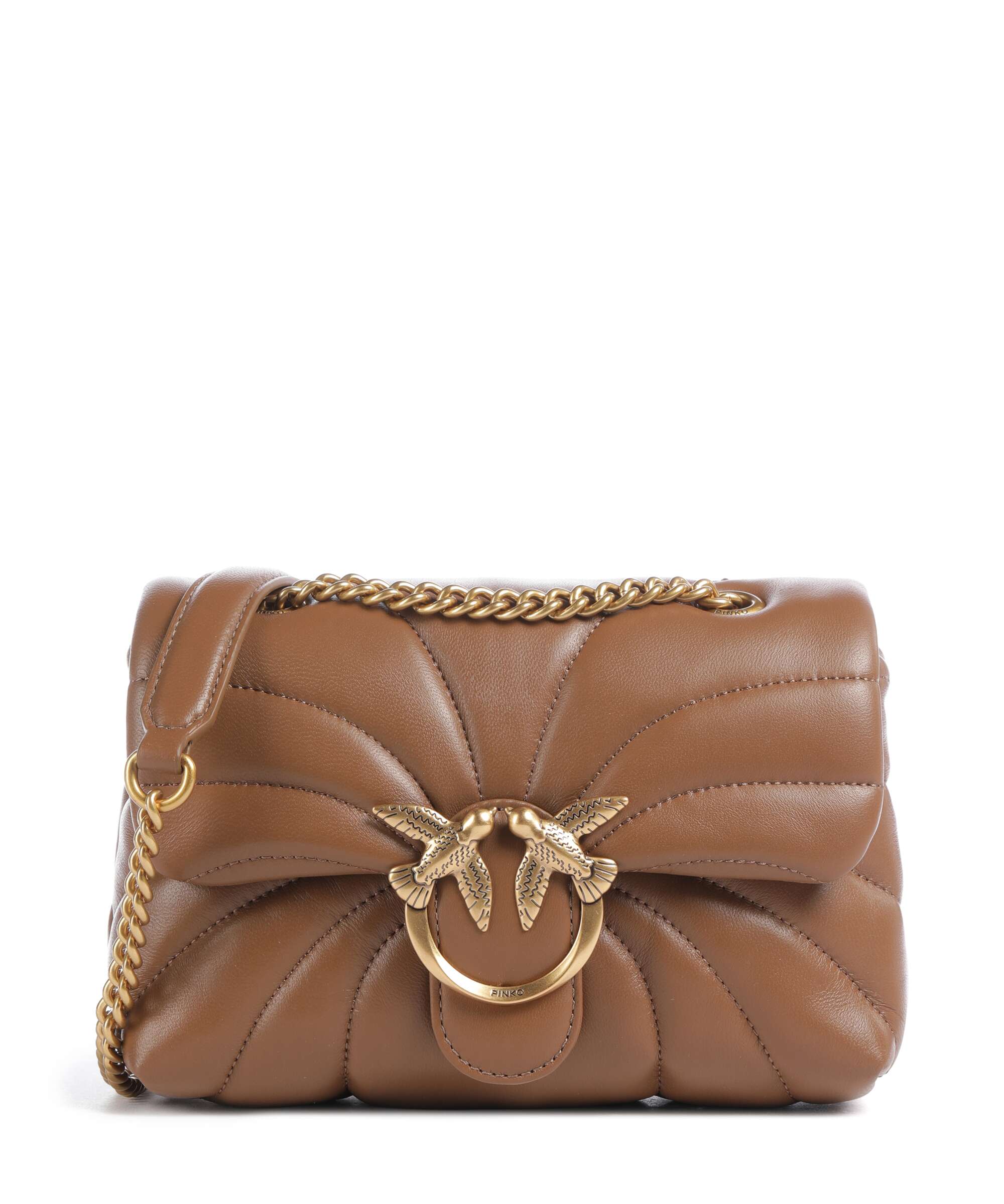 Pinko Love Puff Mini Schoudertas marrone cognac/antique gold
