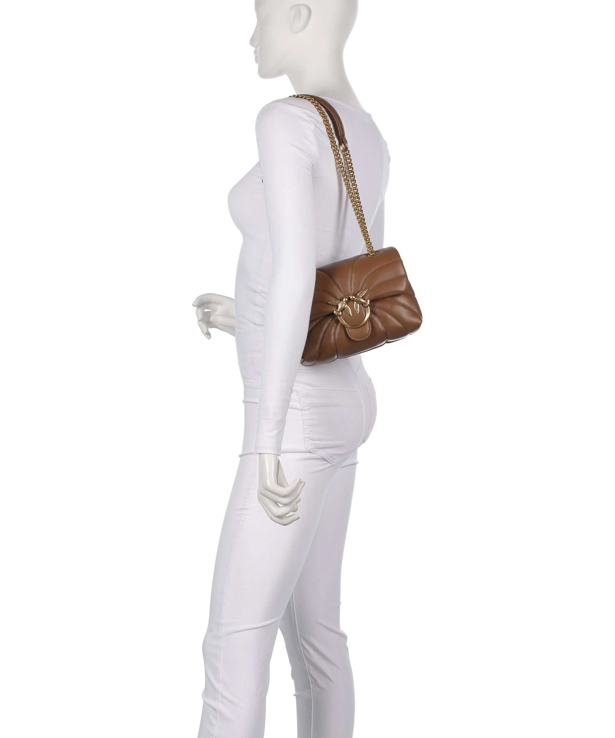 Pinko Love Puff Mini Schoudertas marrone cognac/antique gold - Image 4
