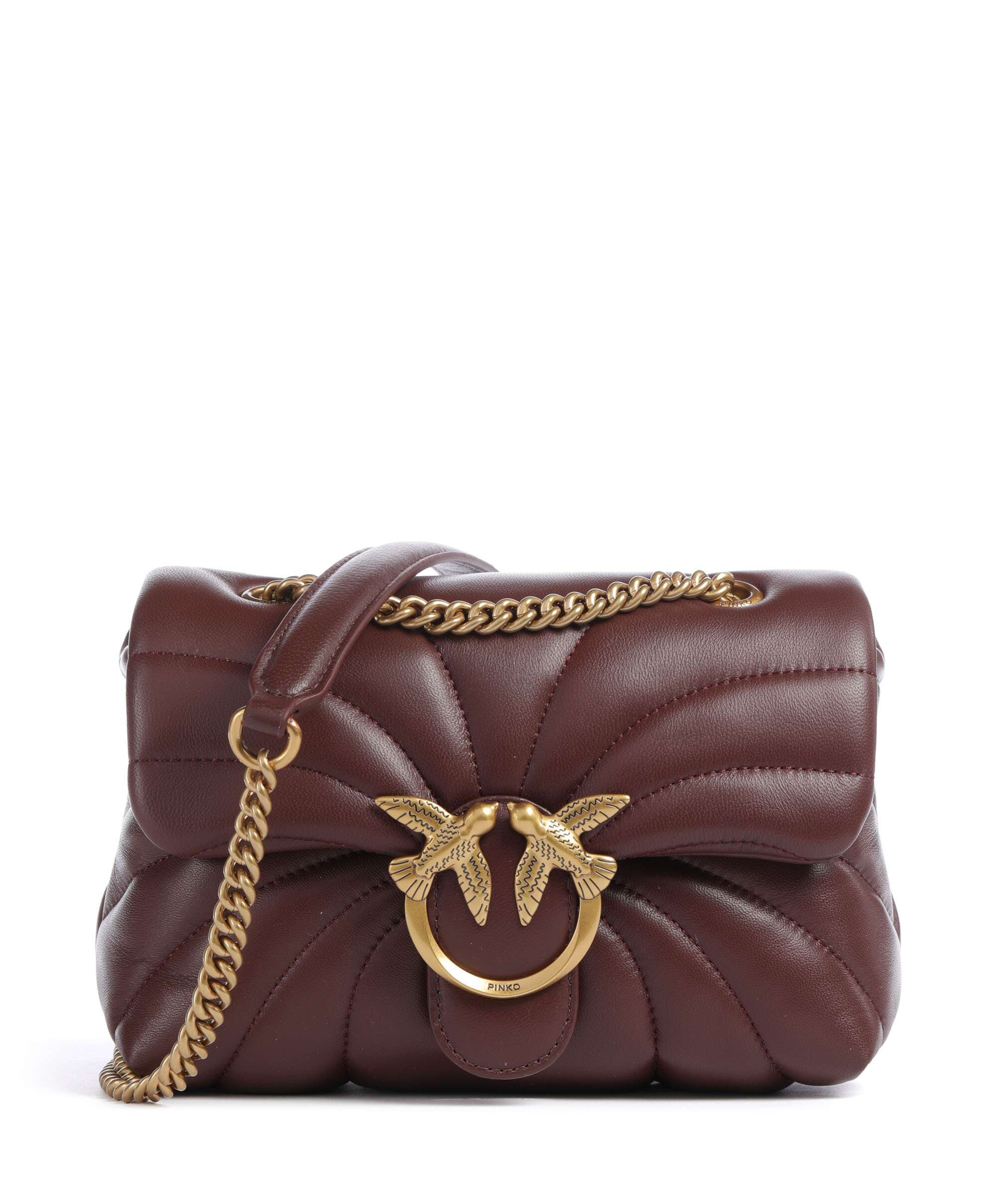 Pinko Love Puff Mini Schoudertas burgundy wine/antique gold
