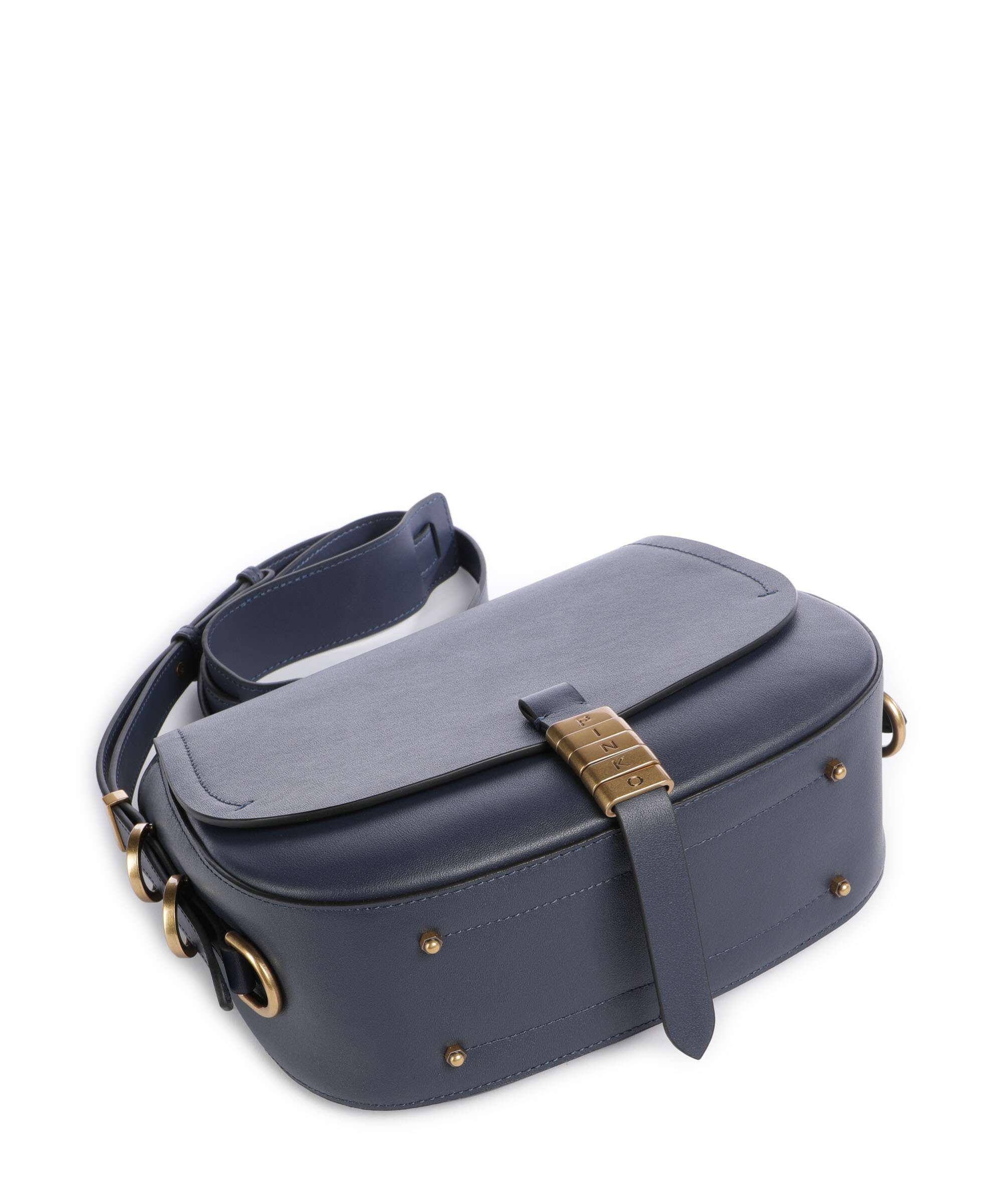 Pinko Saddle Classic Crossbody tas blu indaco ombroso/antique gold - Image 5