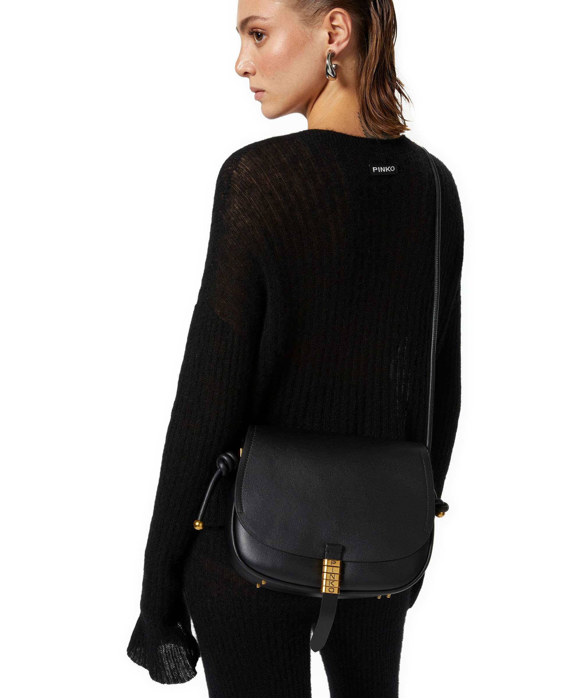 Pinko Saddle Classic Crossbody tas nero/antique gold - Image 4