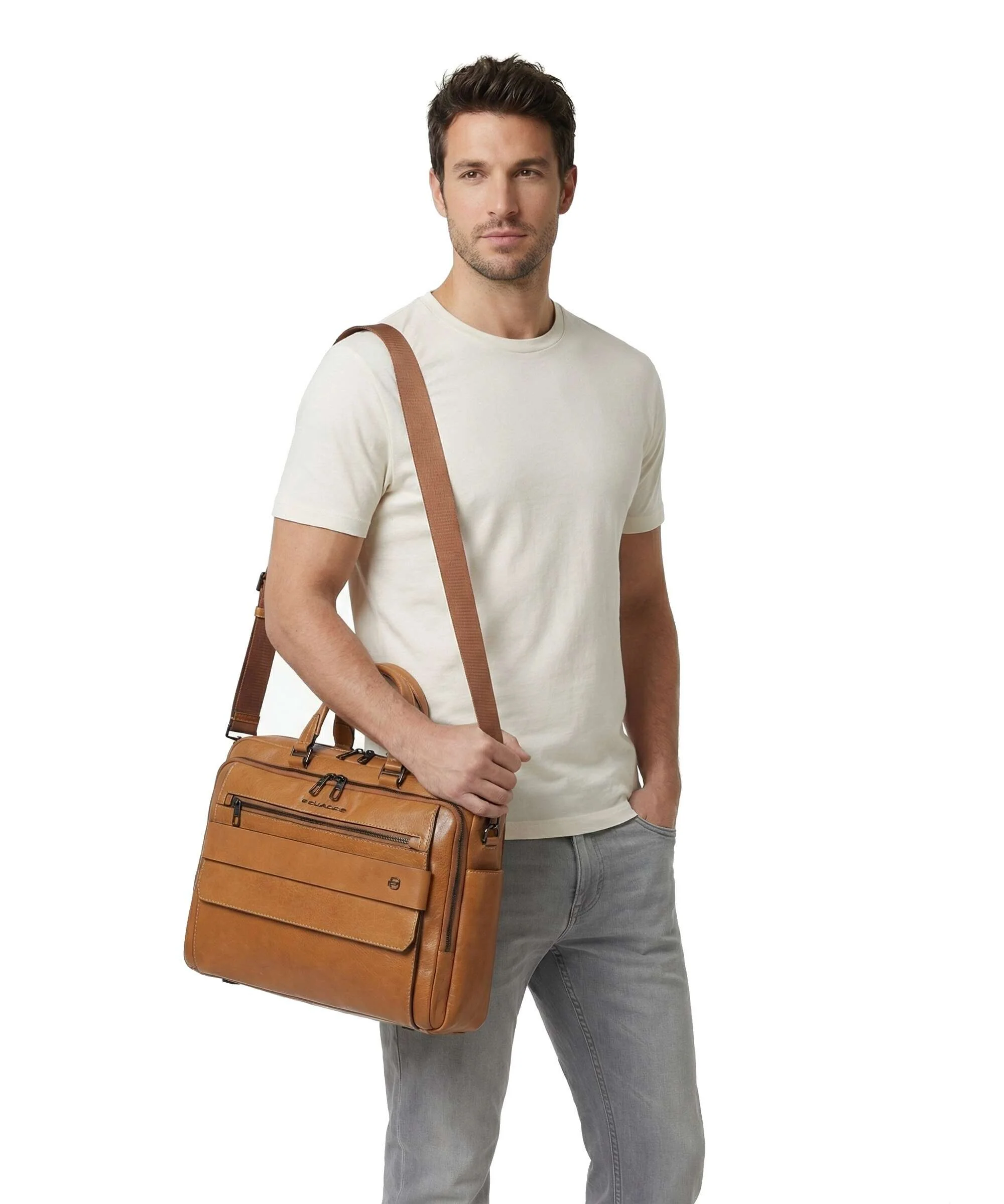 Piquadro Solm Aktetas beige - Image 3