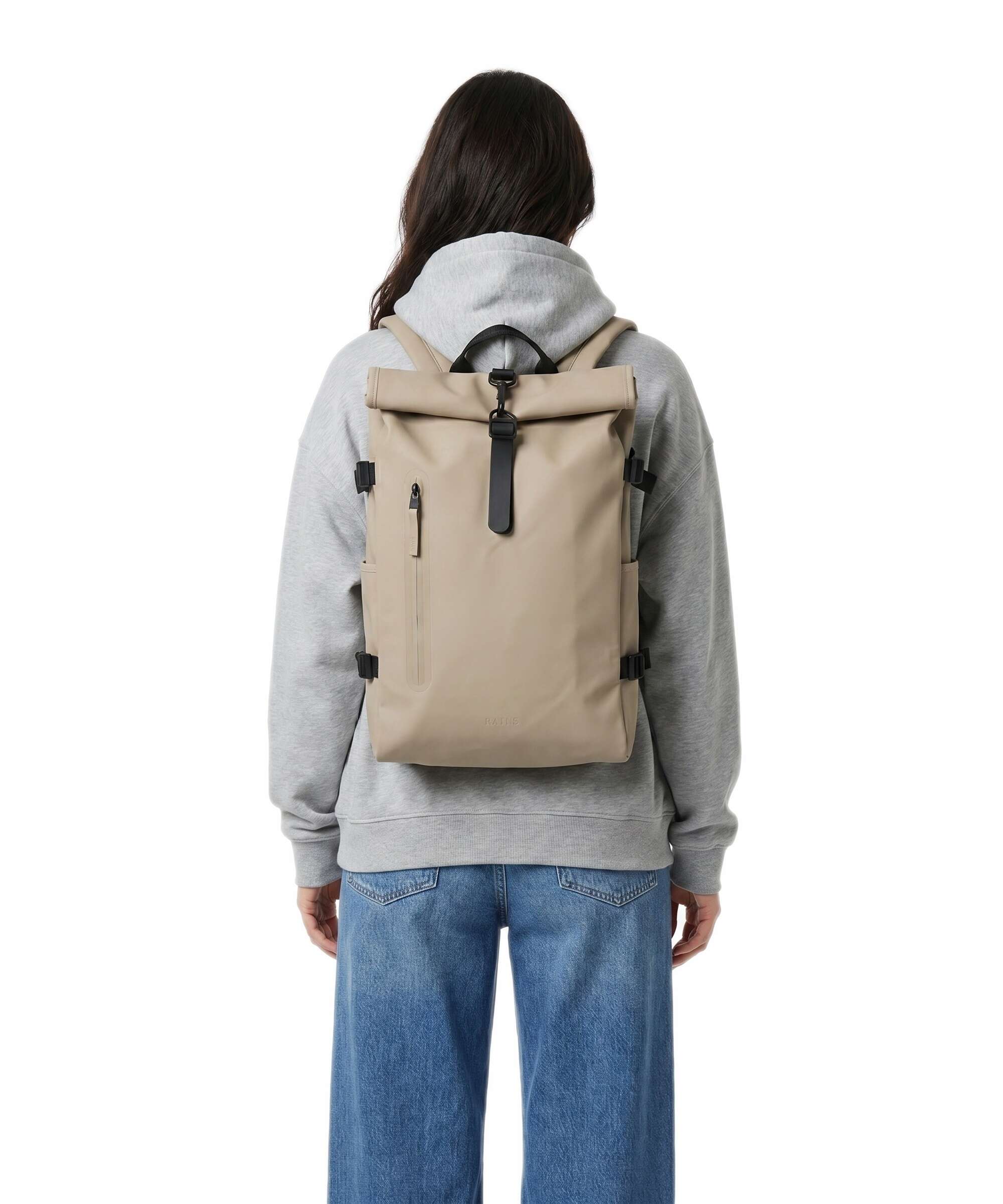 Rains Large Rolltop rugzak beige - Image 3