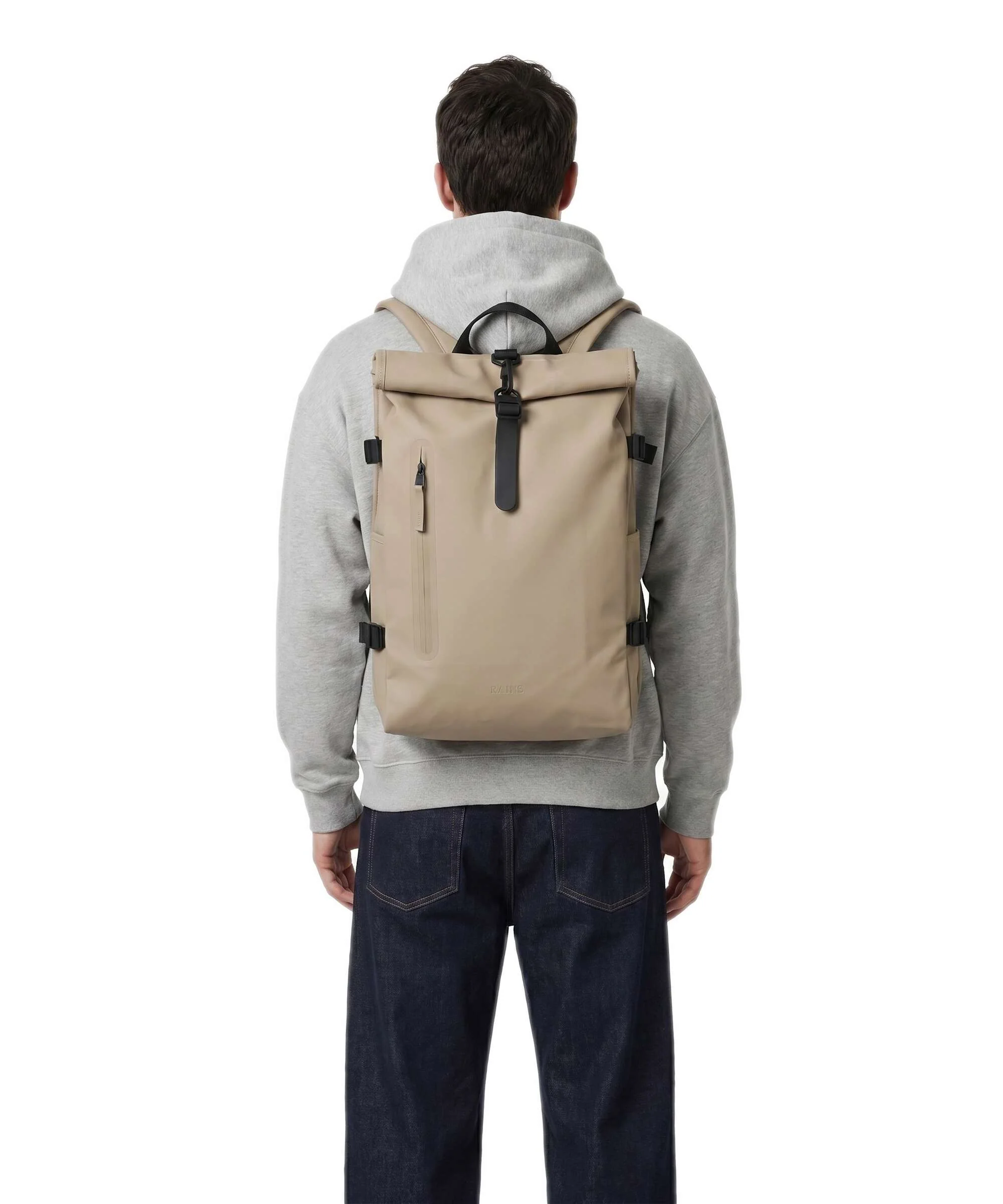 Rains Large Rolltop rugzak beige - Image 4