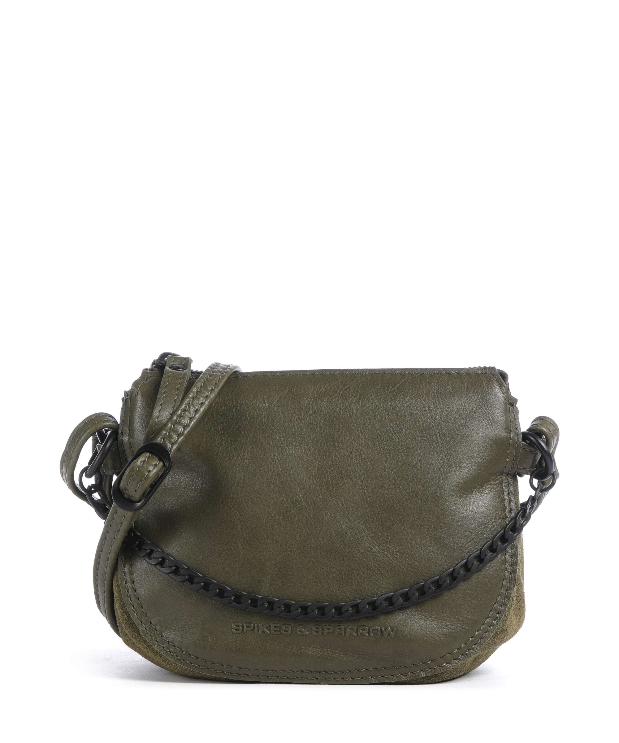 Spikes & Sparrow Suede Mix Delaine Crossbody tas green