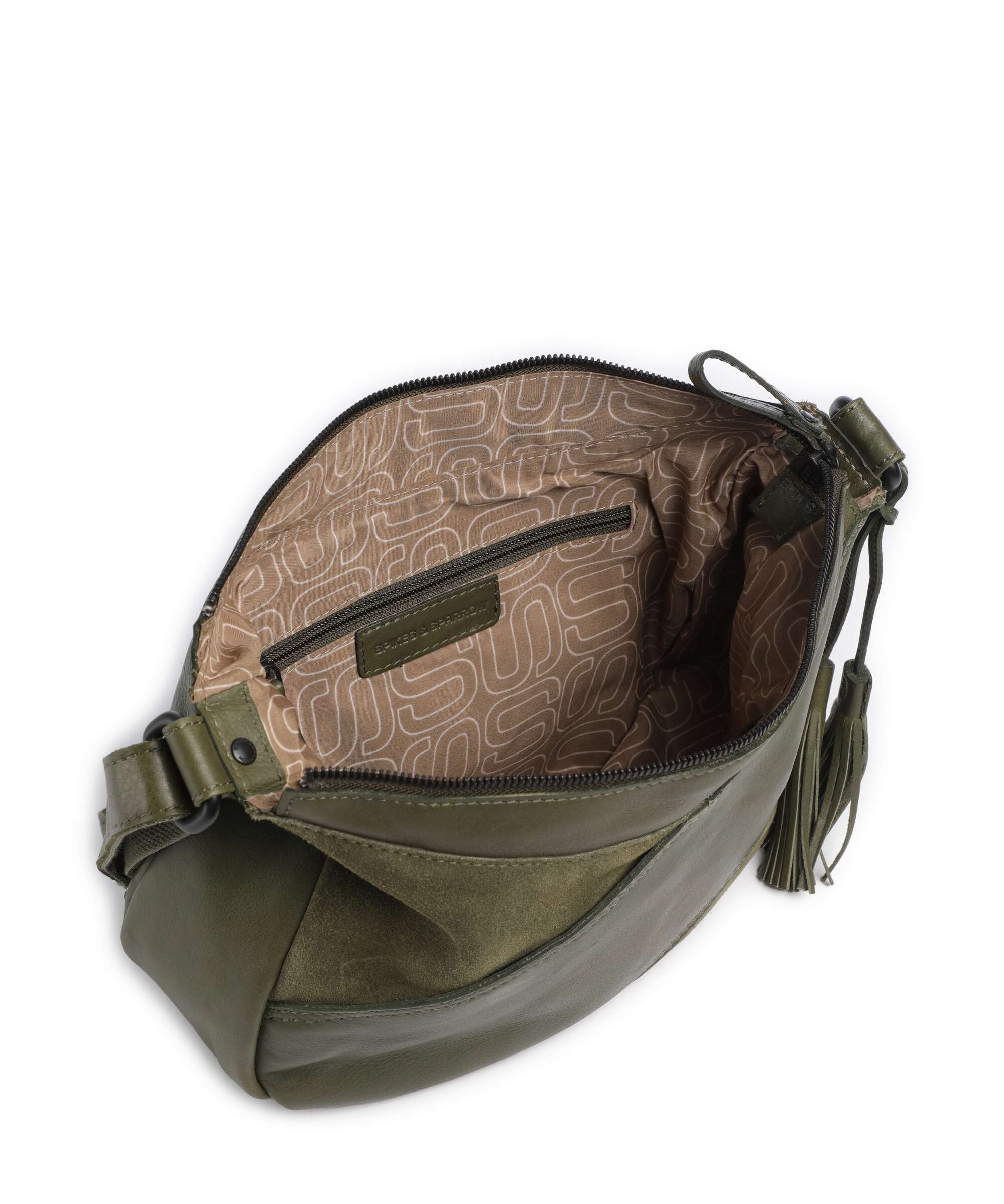 Spikes & Sparrow Suede Mix Lorain Crossbody tas green - Image 5