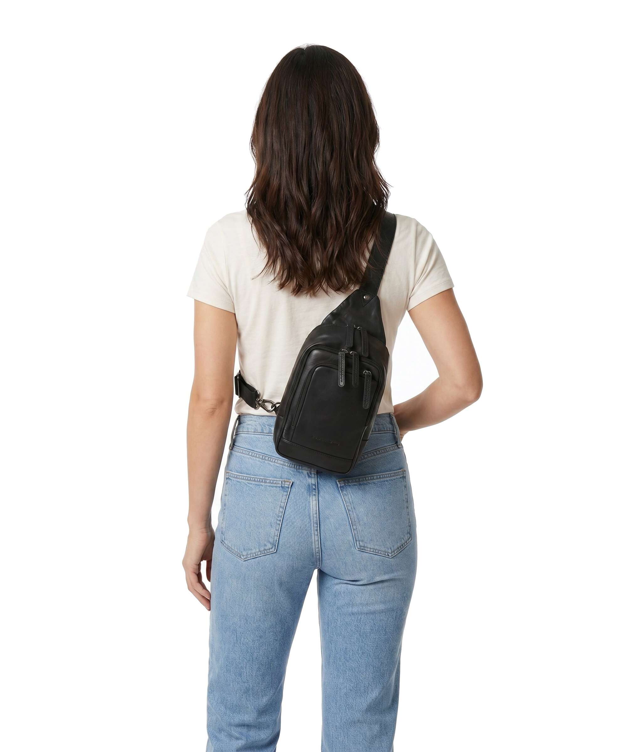 The Chesterfield Brand Cow Wax Pull Up Riga Sling rugzak black - Image 3