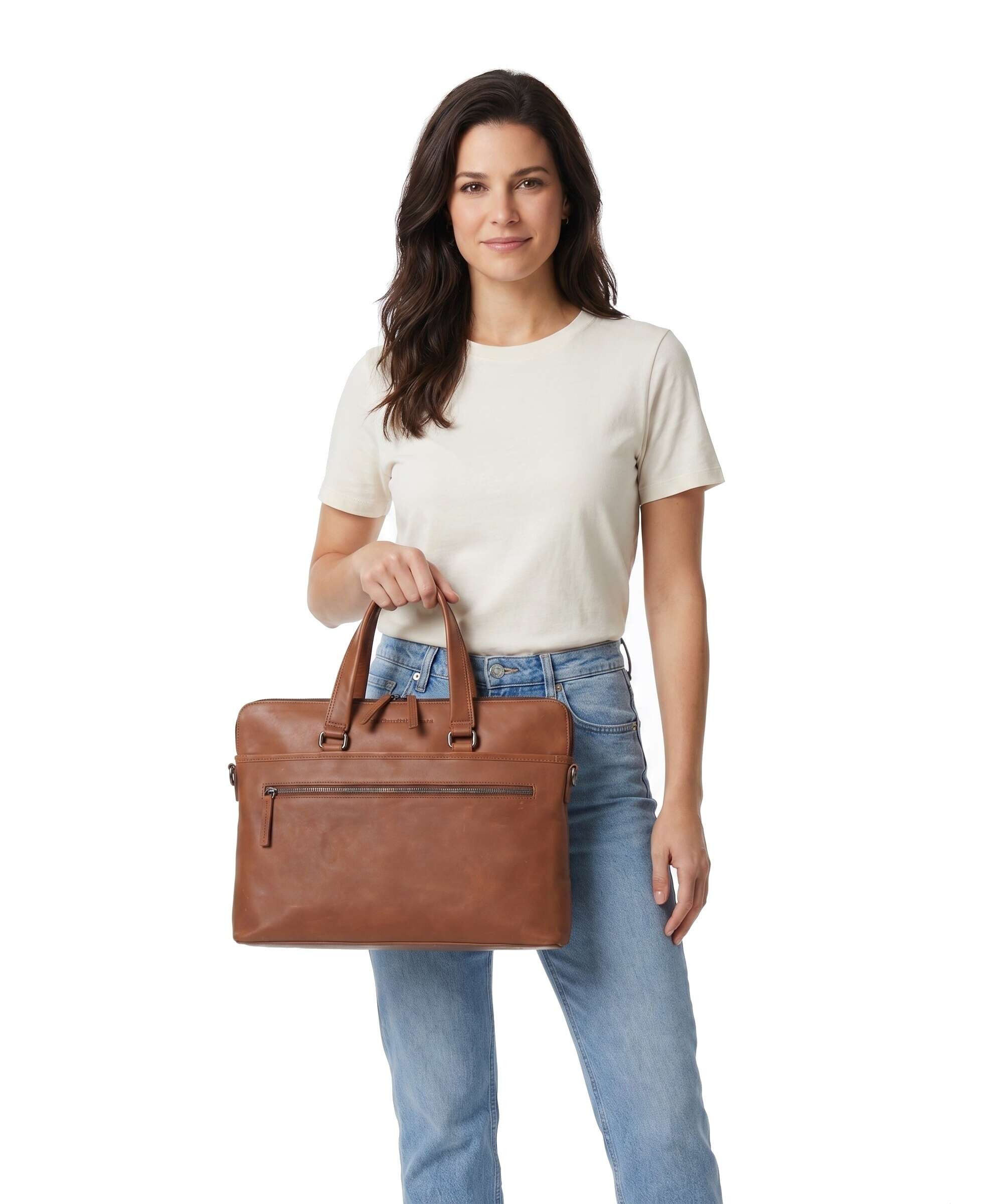 The Chesterfield Brand Wax Pull Up Cow Elvas Laptoptas cognac - Image 3