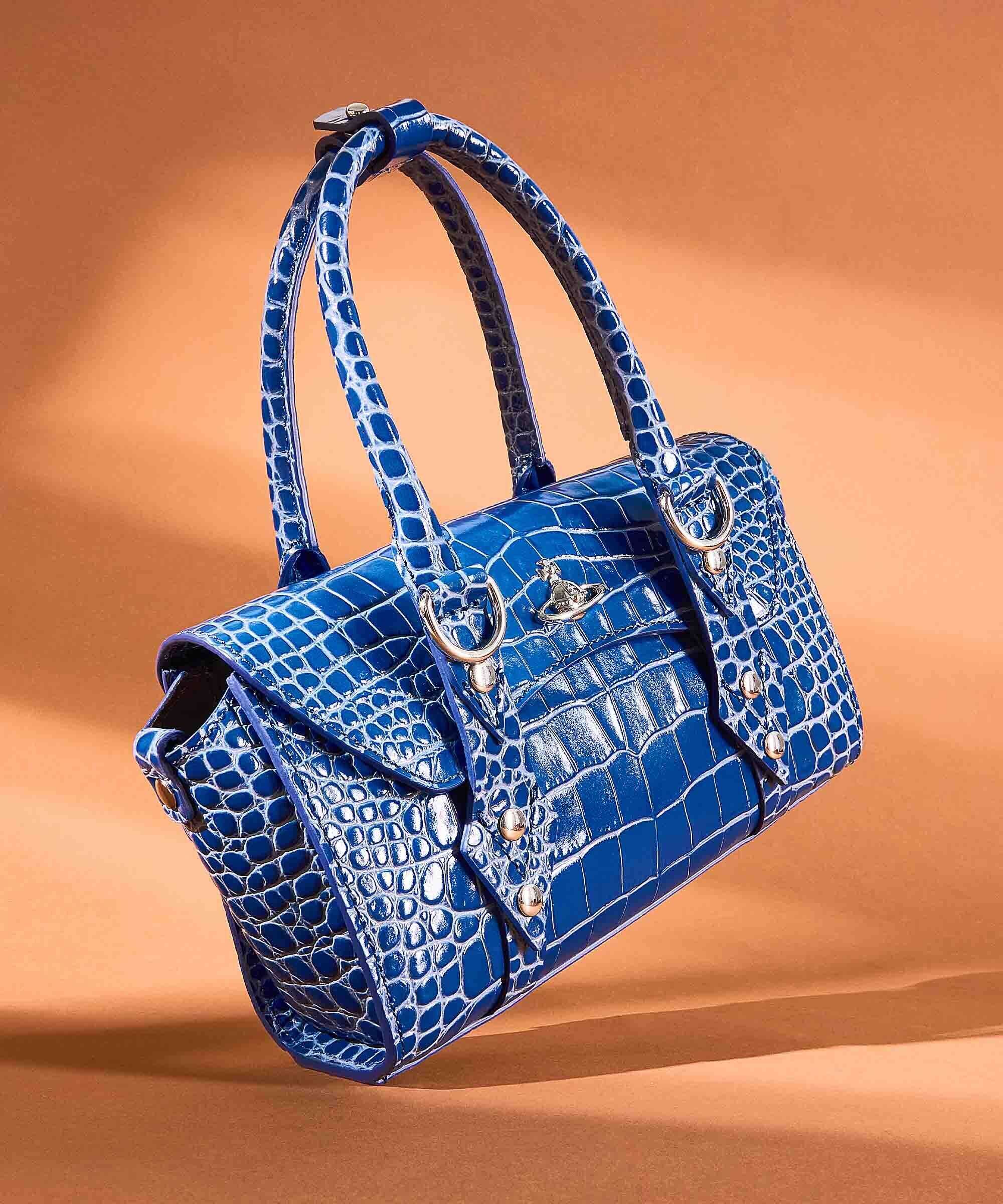 Vivienne Westwood Bettina Embossed Croc Mini Handtas blue - Image 2