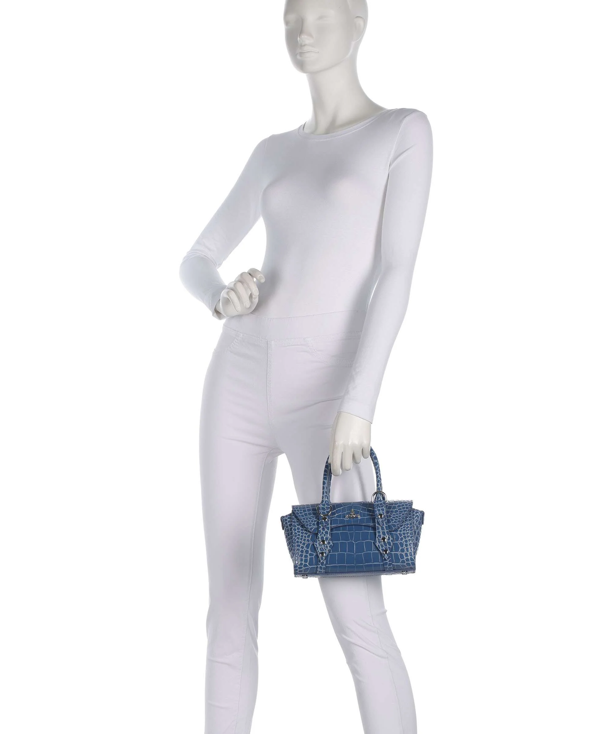 Vivienne Westwood Bettina Embossed Croc Mini Handtas blue - Image 4