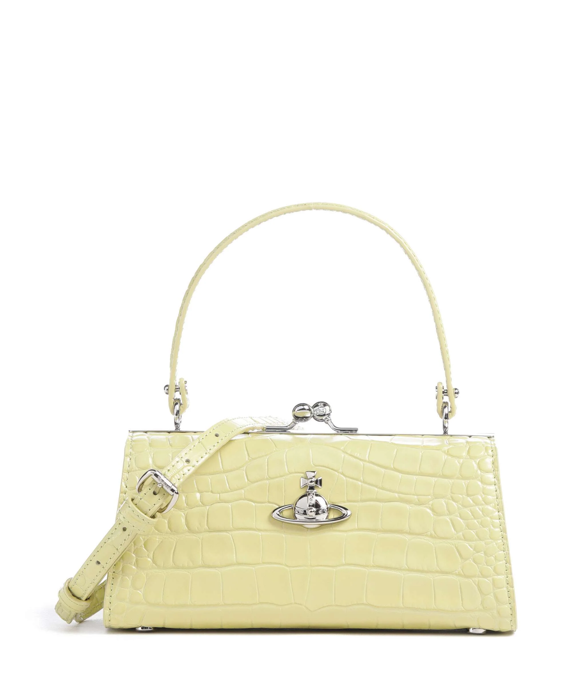 Vivienne Westwood Doll Frame Embossed Croc XL Handtas lime green