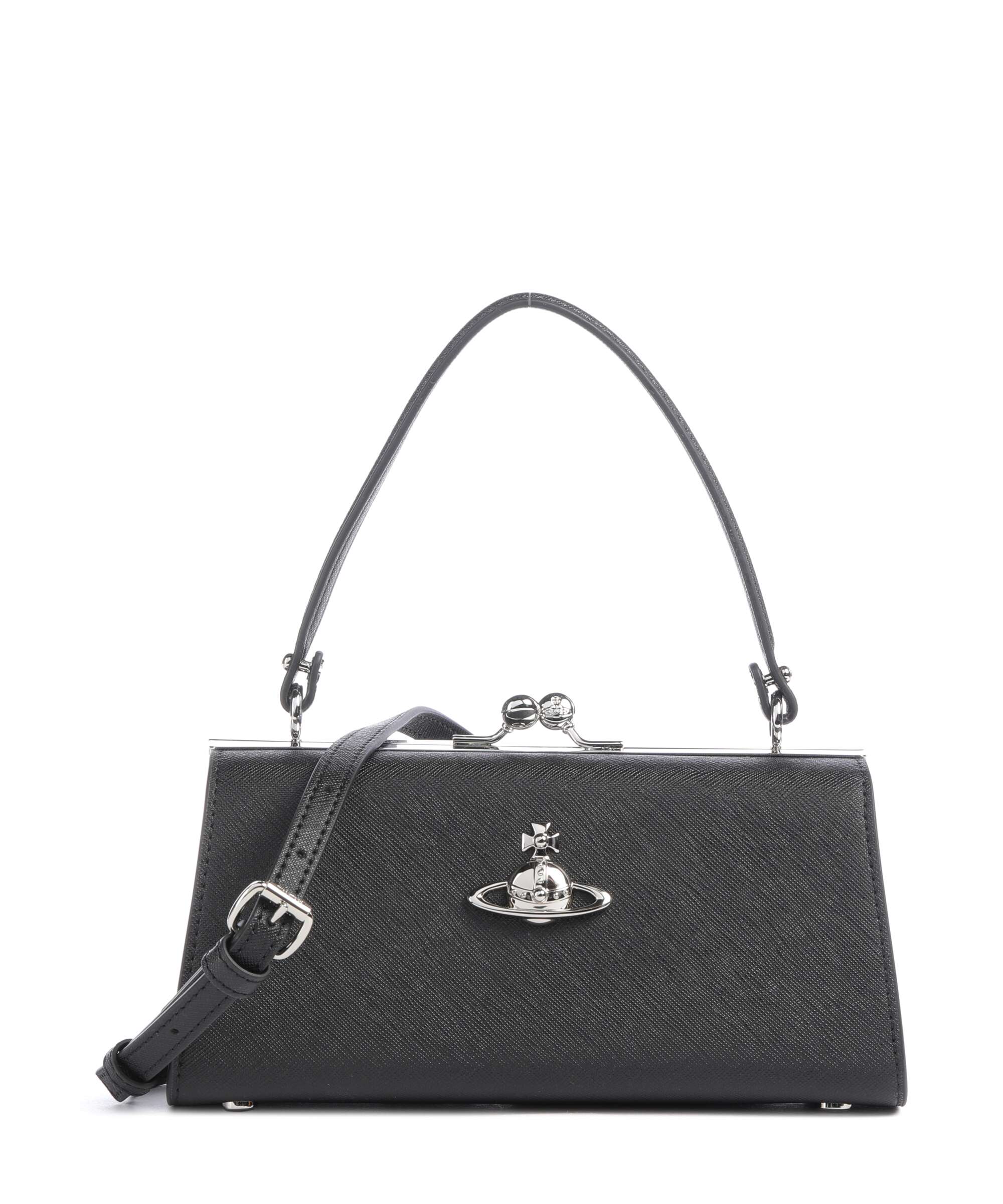 Vivienne Westwood Doll Frame Saffiano XL Handtas black