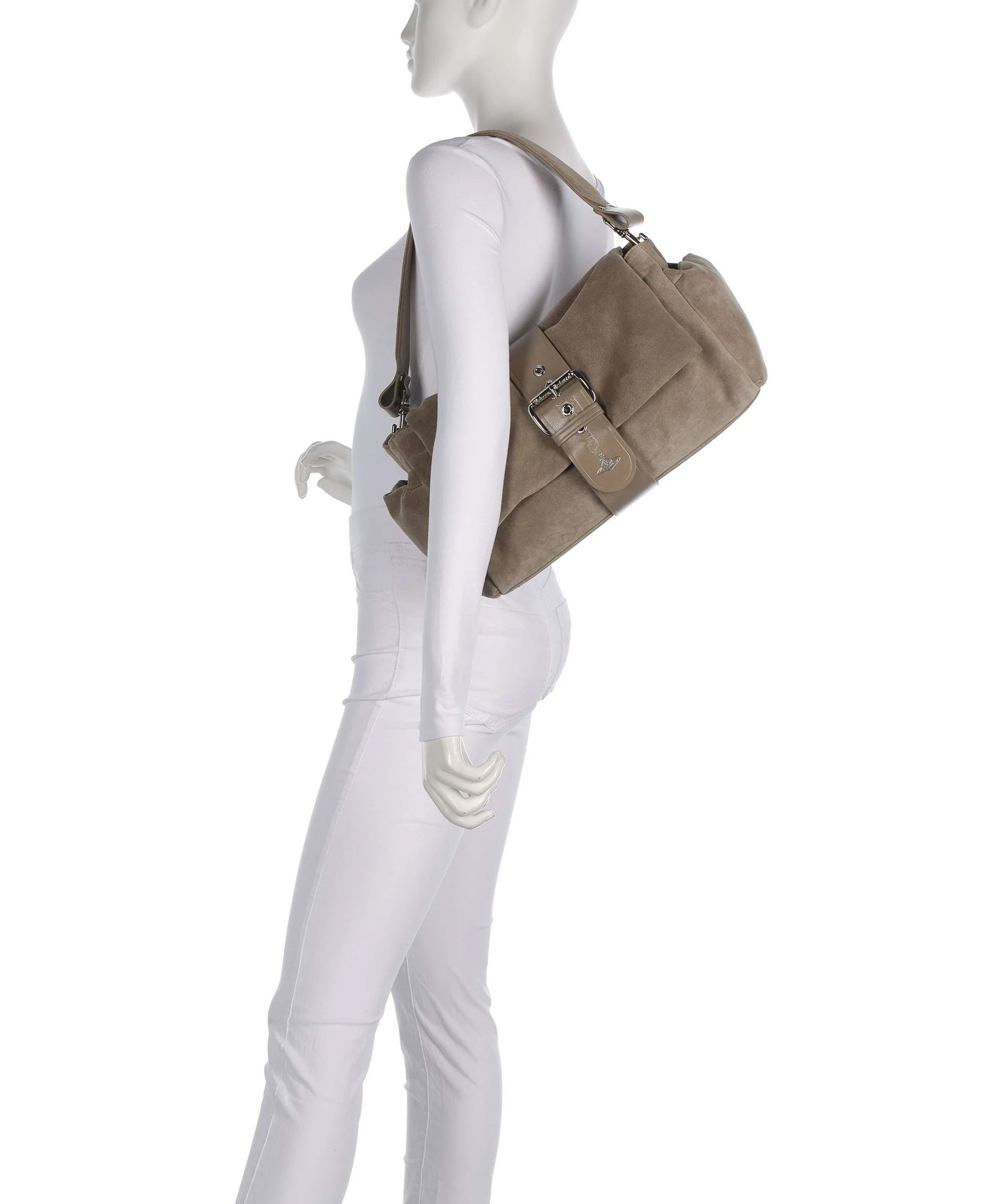 Vivienne Westwood Hazel Suede Treasure XL Schoudertas stone - Image 3