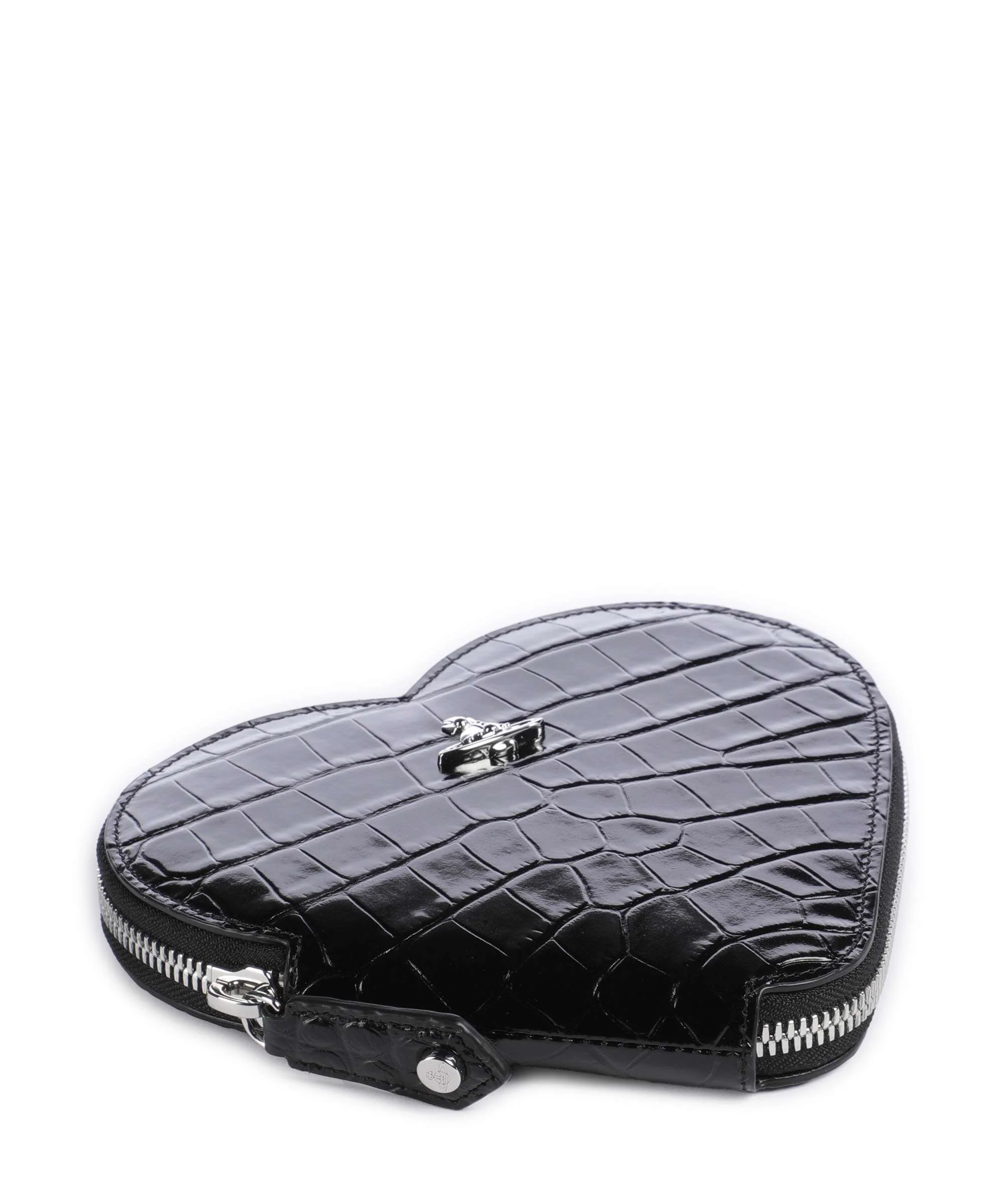 Vivienne Westwood Heart Embossed Croc Crossbody tas black - Image 4