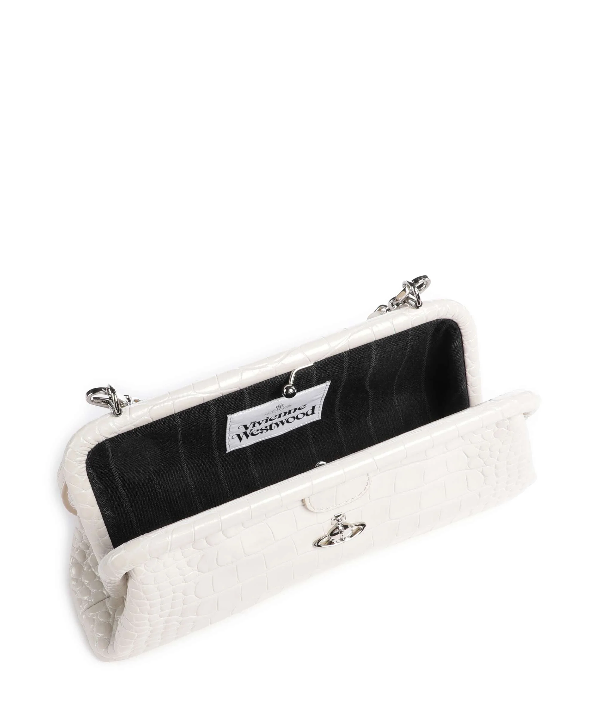 Vivienne Westwood Jane Frame Embossed Croc Schoudertas pearl white - Image 5