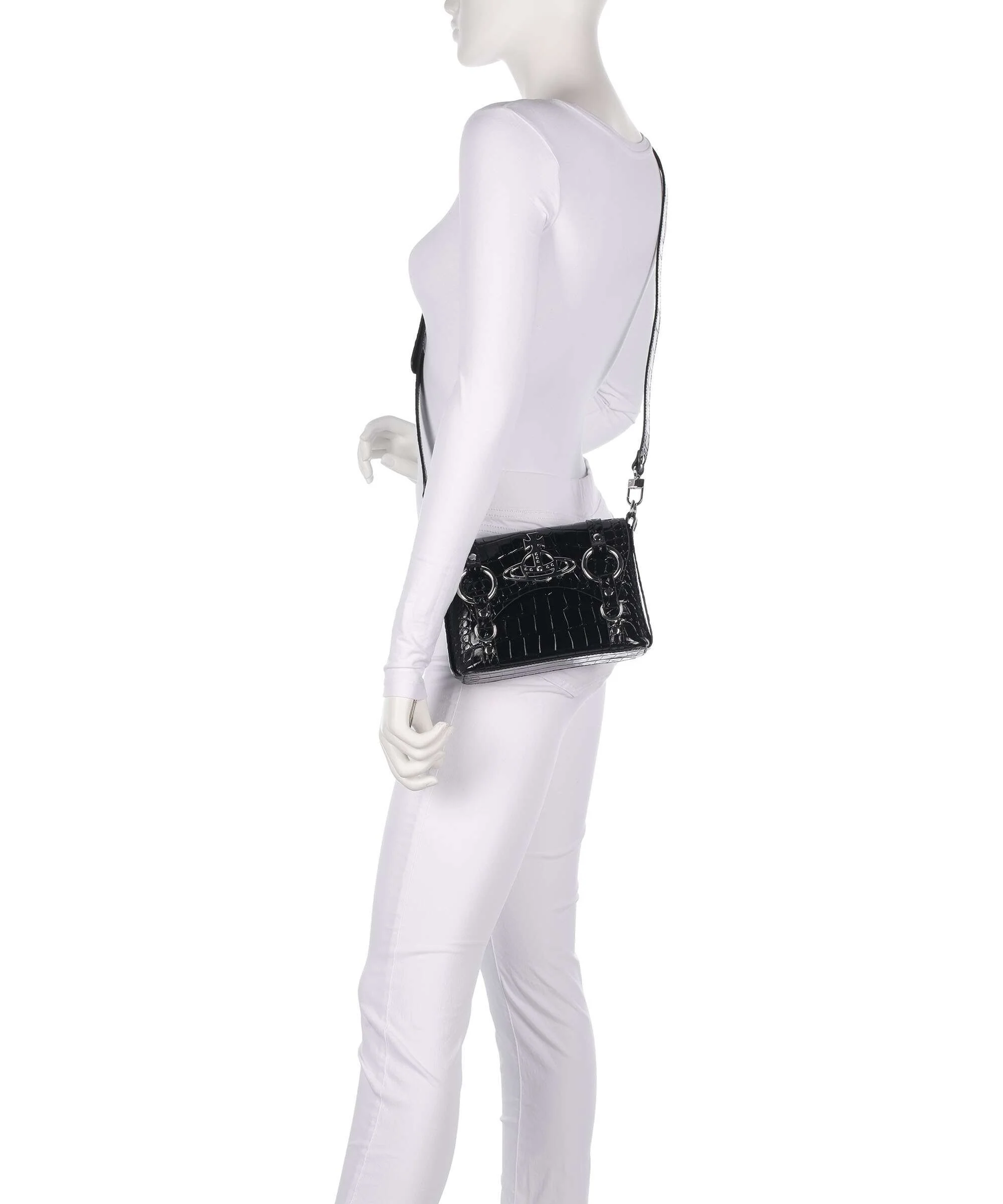 Vivienne Westwood Kim Embossed Croc Crossbody tas black - Image 3